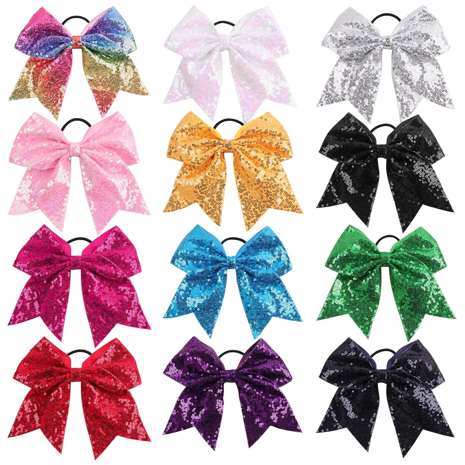 7" Glitter Hair Bow (with ponytail holder)