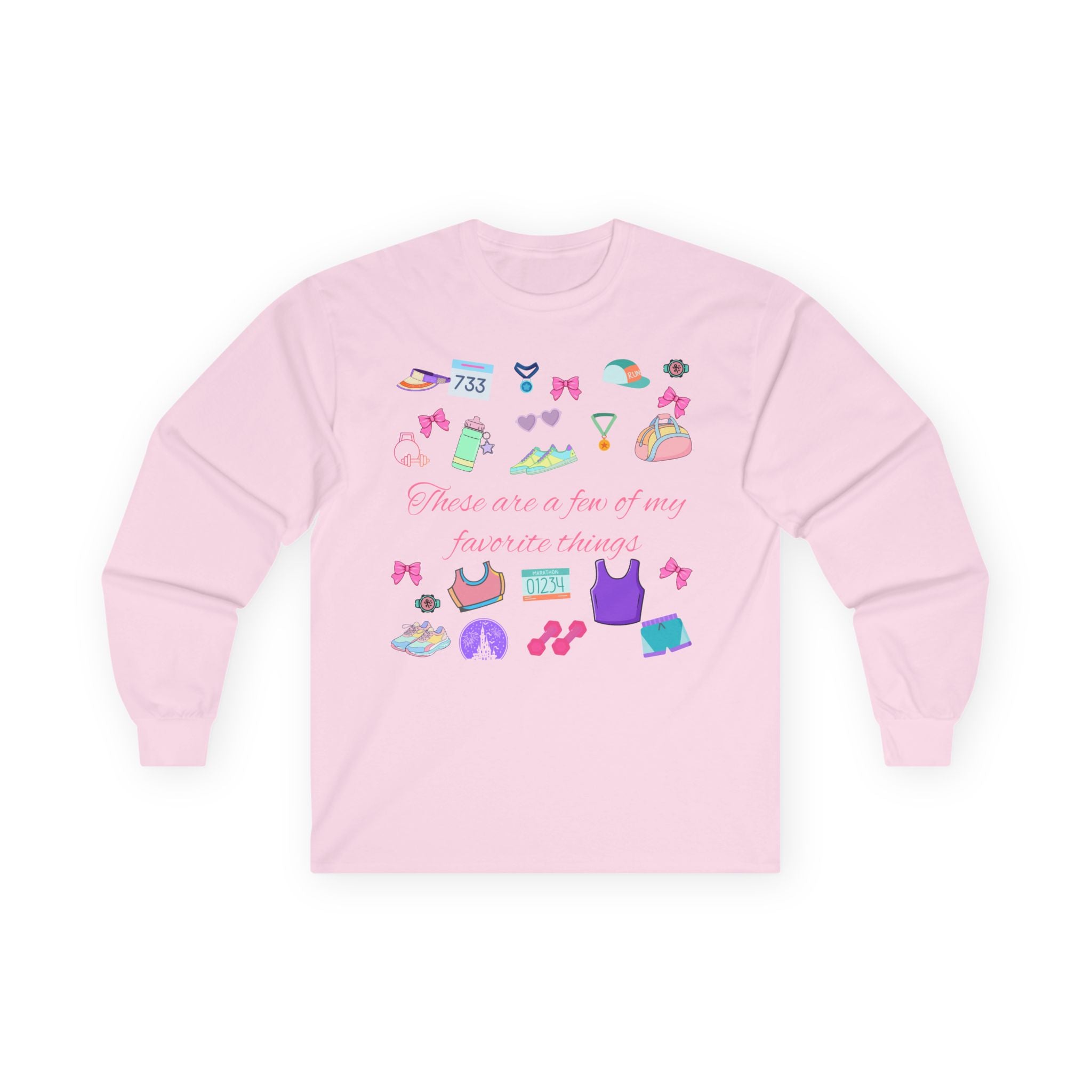 Running Favorite Doodle Icons long sleeve tee