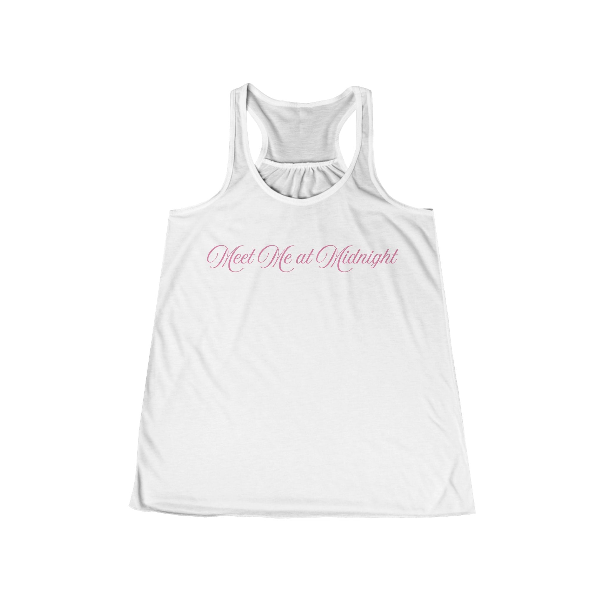 Meet Me at Midnight Pink Script Women's Racerback Tank Top