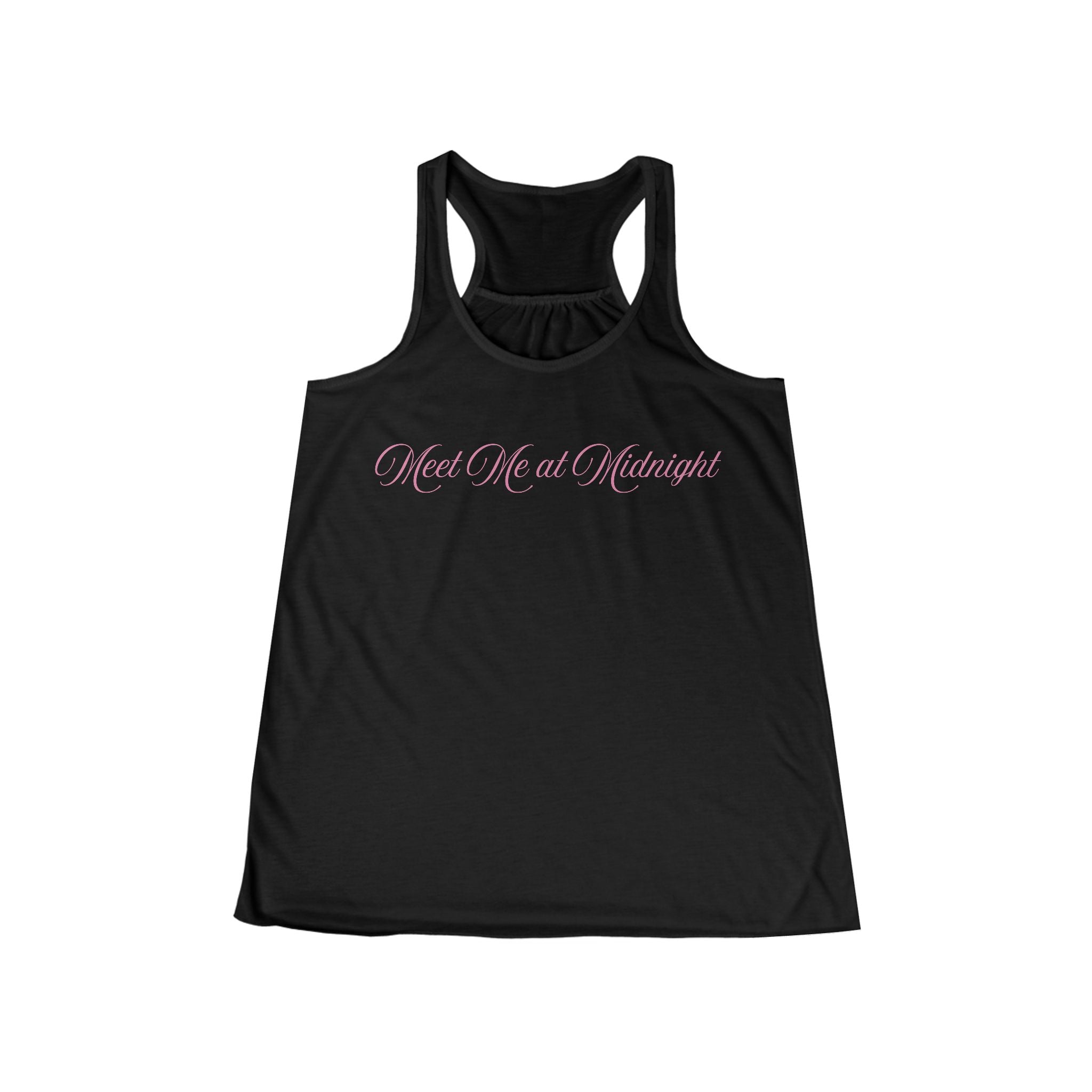 Meet Me at Midnight Pink Script Women's Racerback Tank Top
