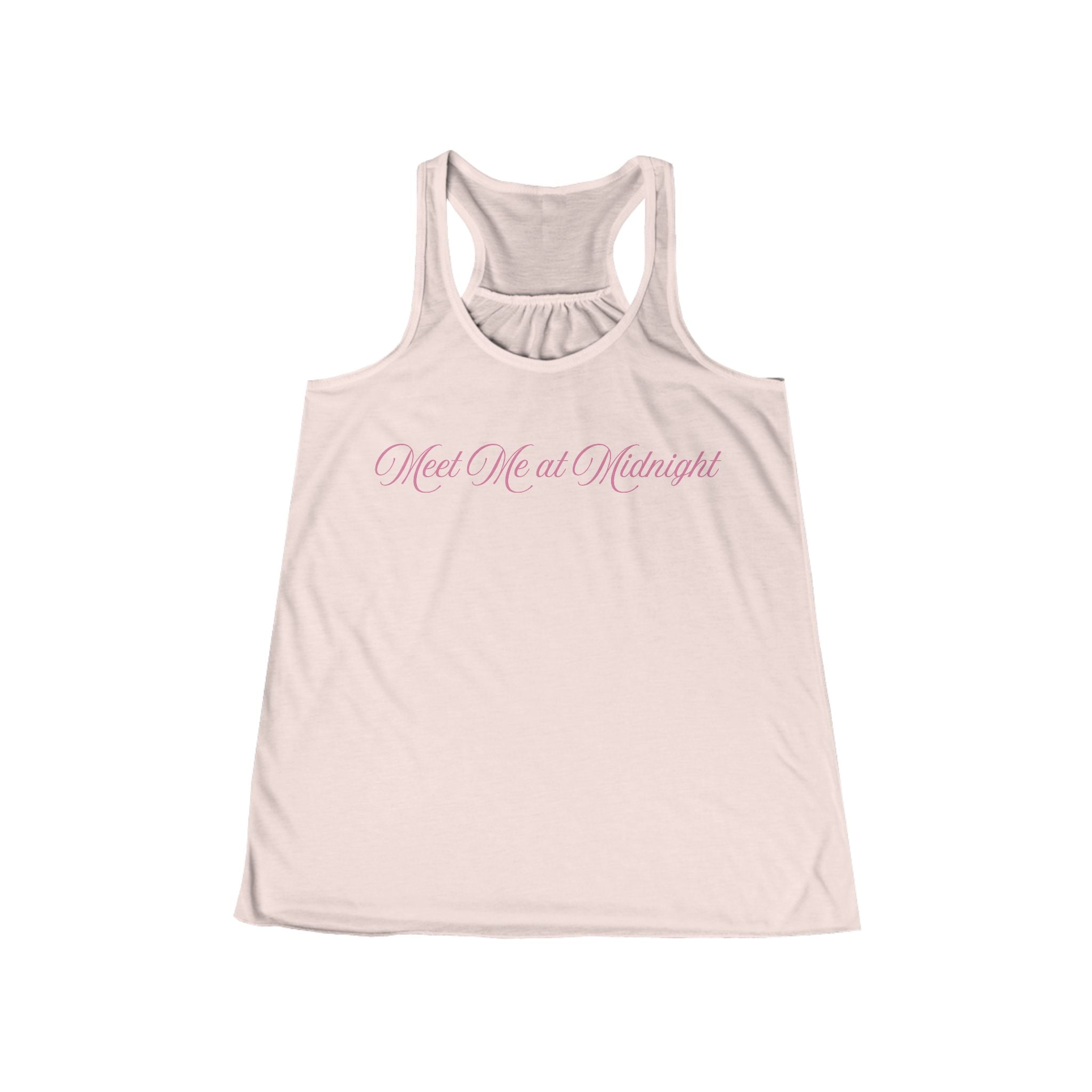 Meet Me at Midnight Pink Script Women's Racerback Tank Top