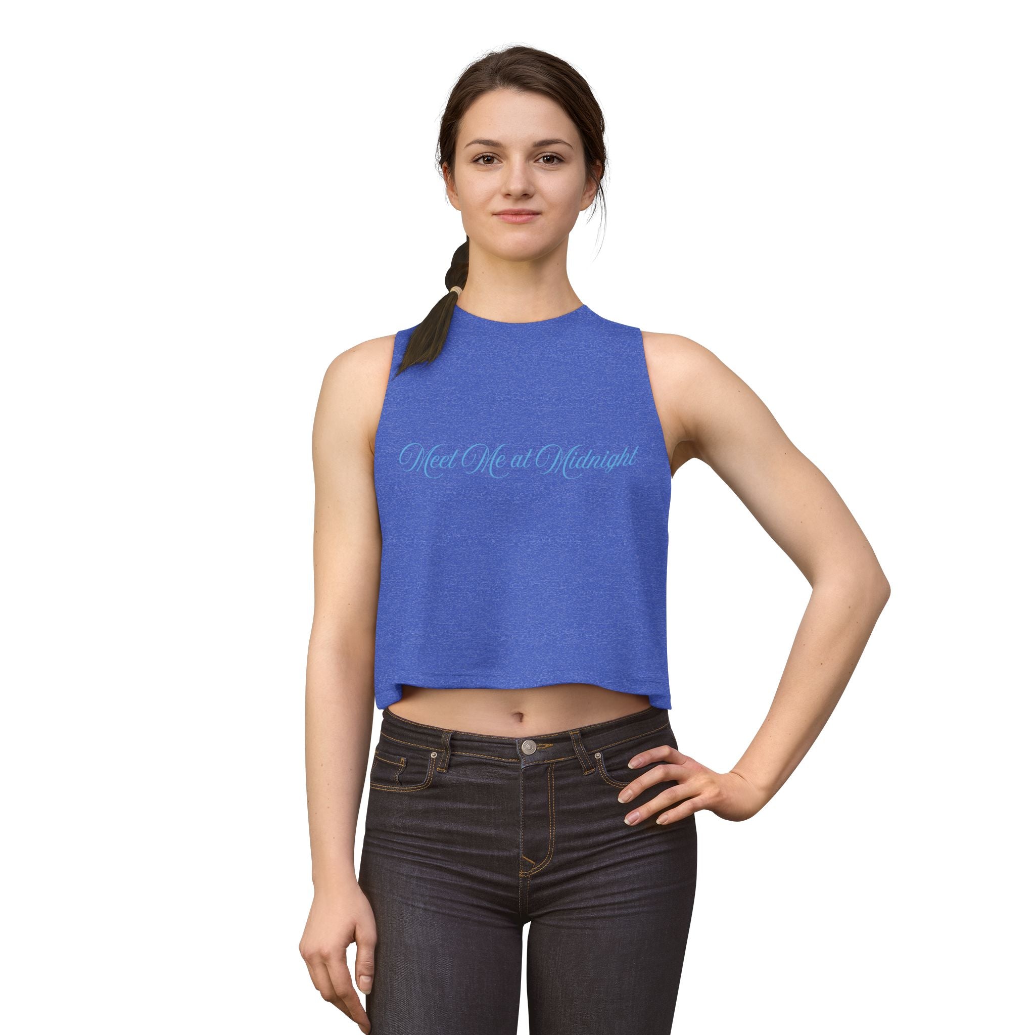 Meet Me at Midnight Blue Script Crop Top