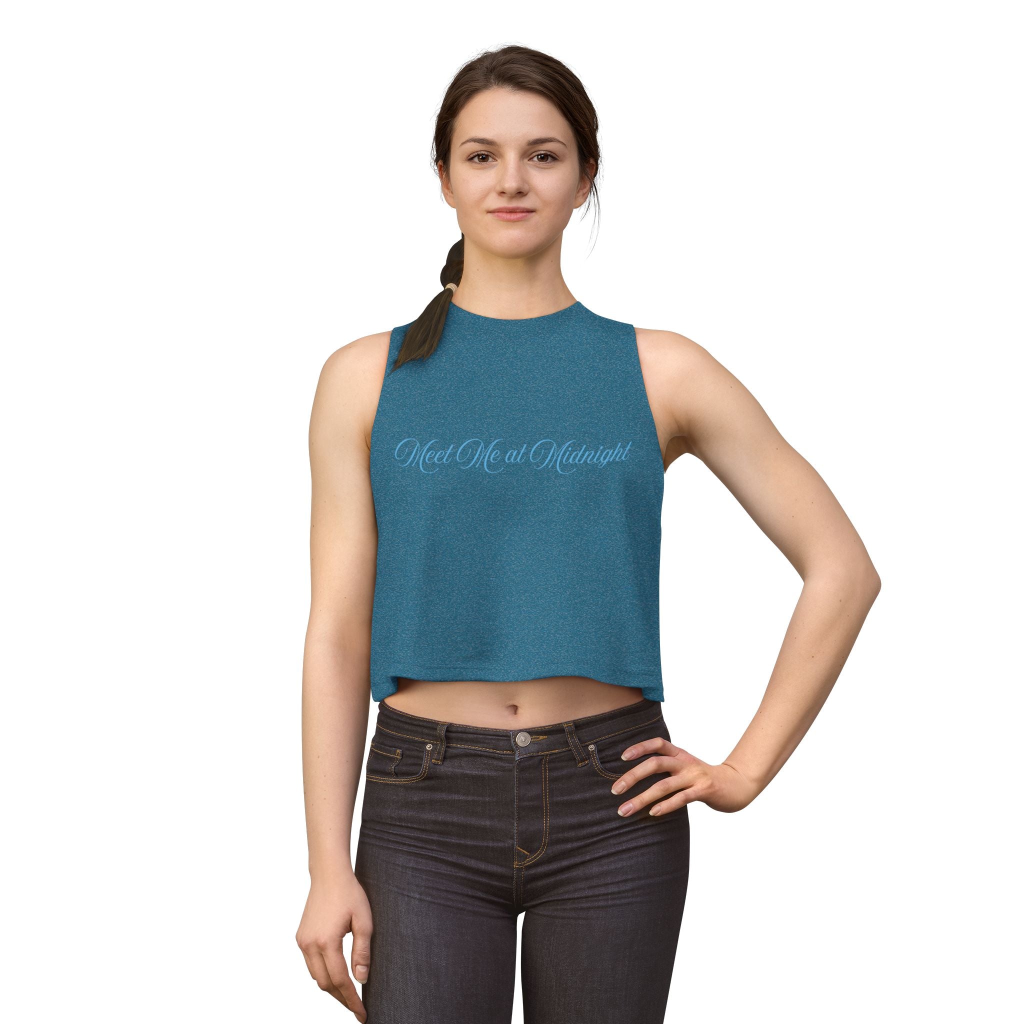 Meet Me at Midnight Blue Script Crop Top