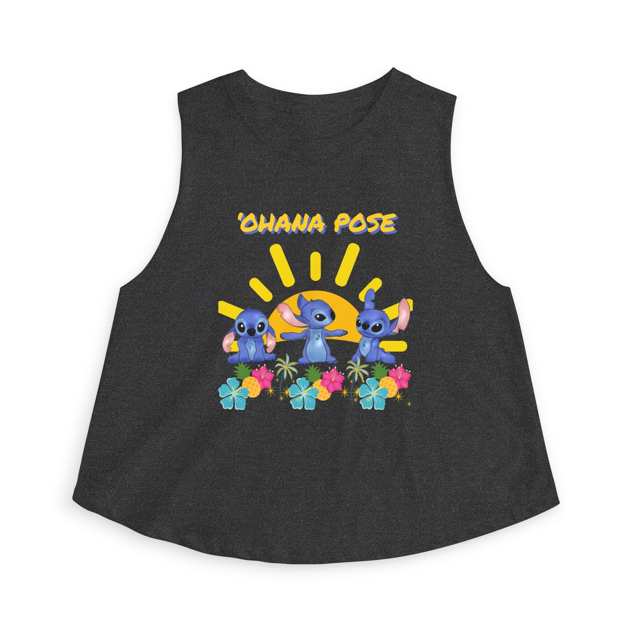 Ohana Pose Crop Top — Cute Stitch Hawaiian Floral Graphic