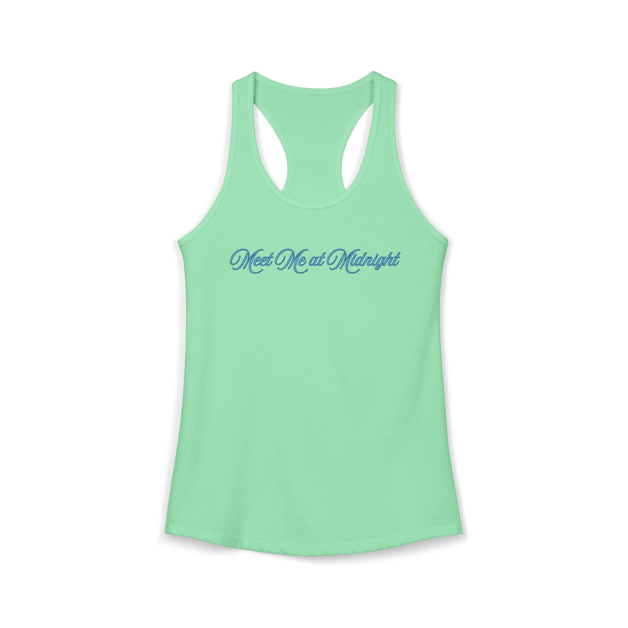 Meet Me at Midnight Blue Script Women's Ideal Racerback Tank