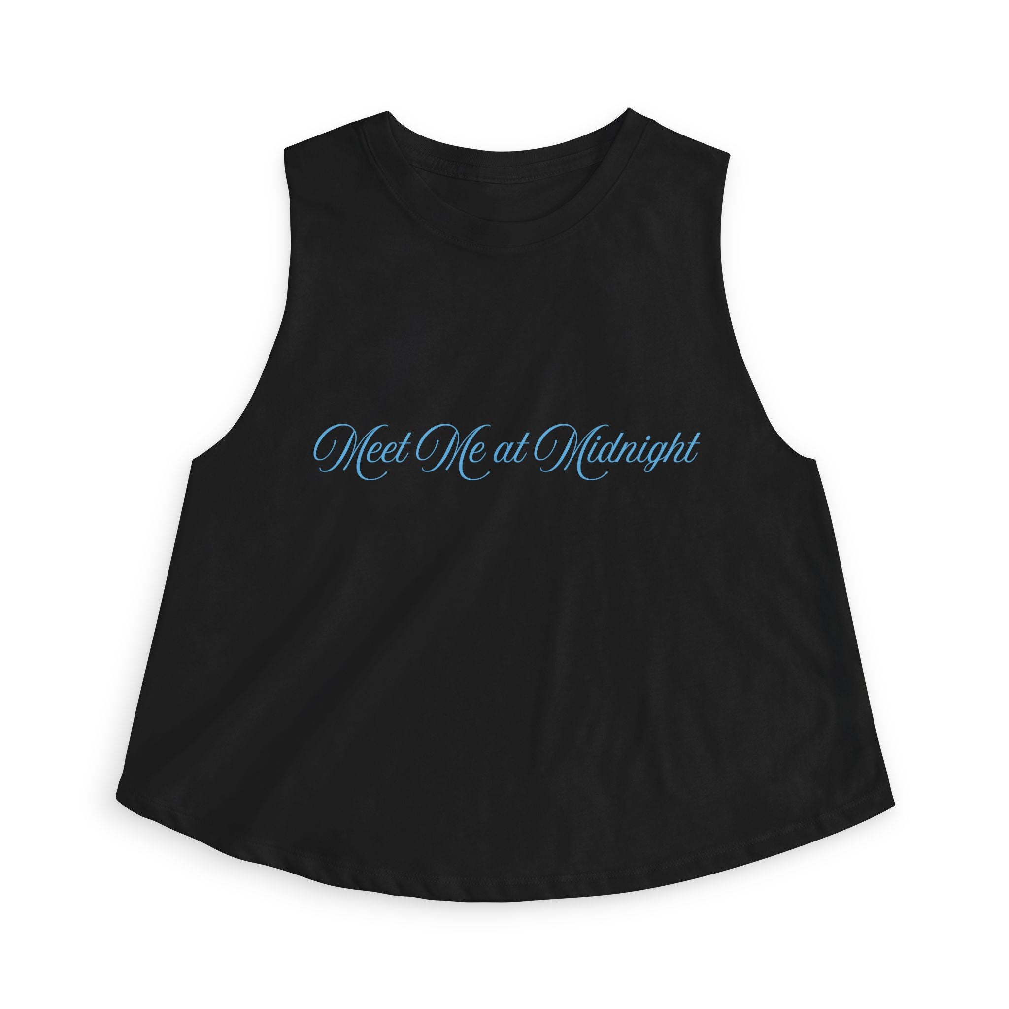 Meet Me at Midnight Blue Script Crop Top