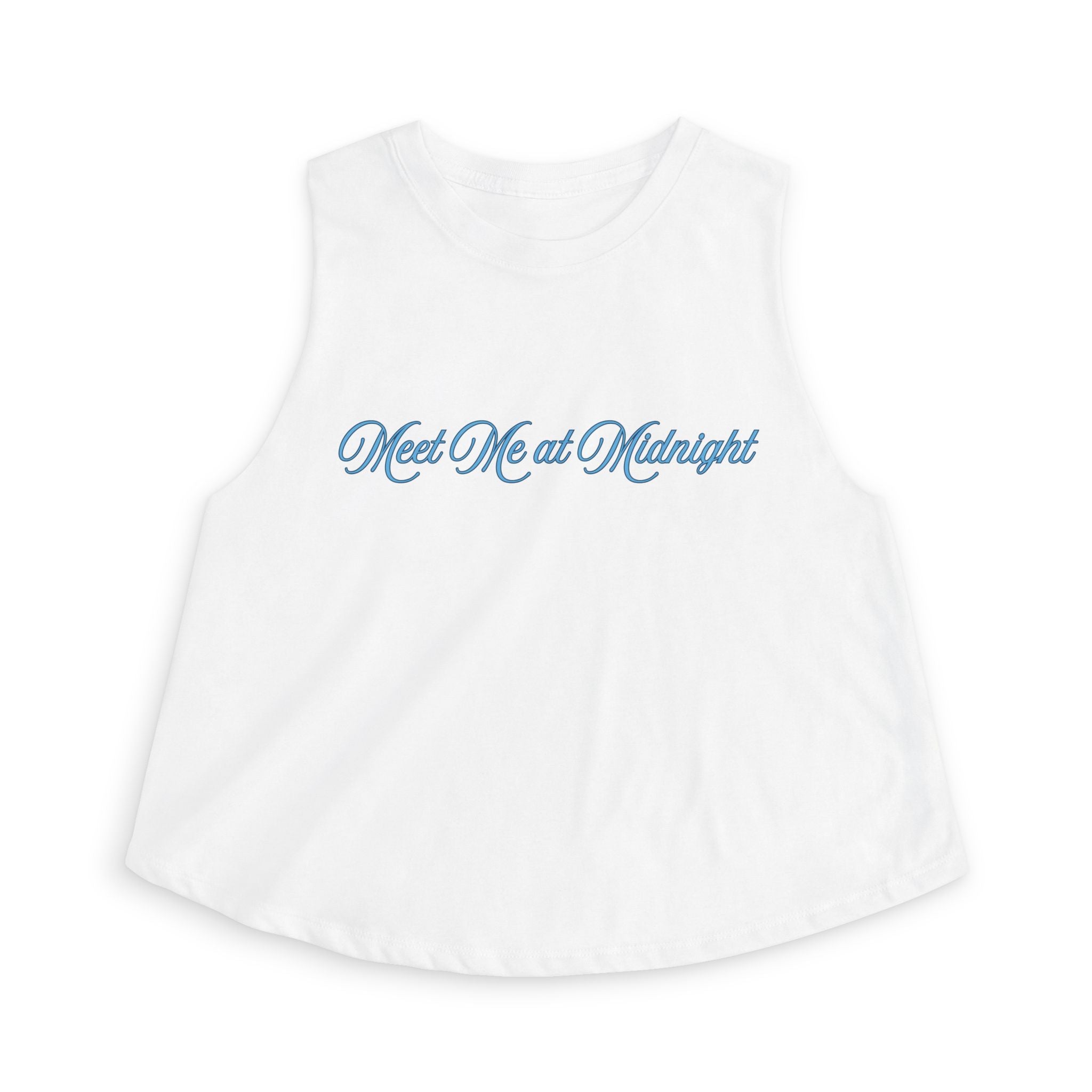 Meet Me at Midnight Blue Script Crop Top