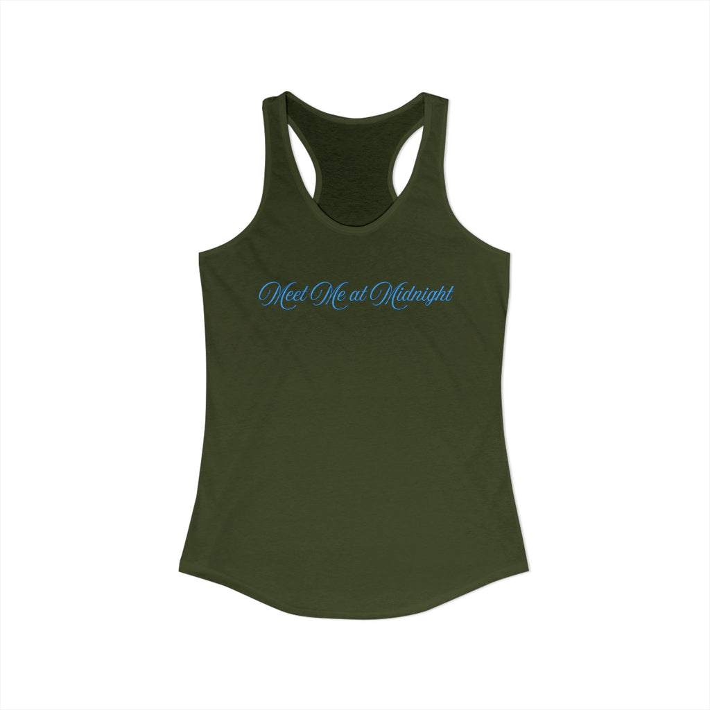 Meet Me at Midnight Blue Script Women's Ideal Racerback Tank