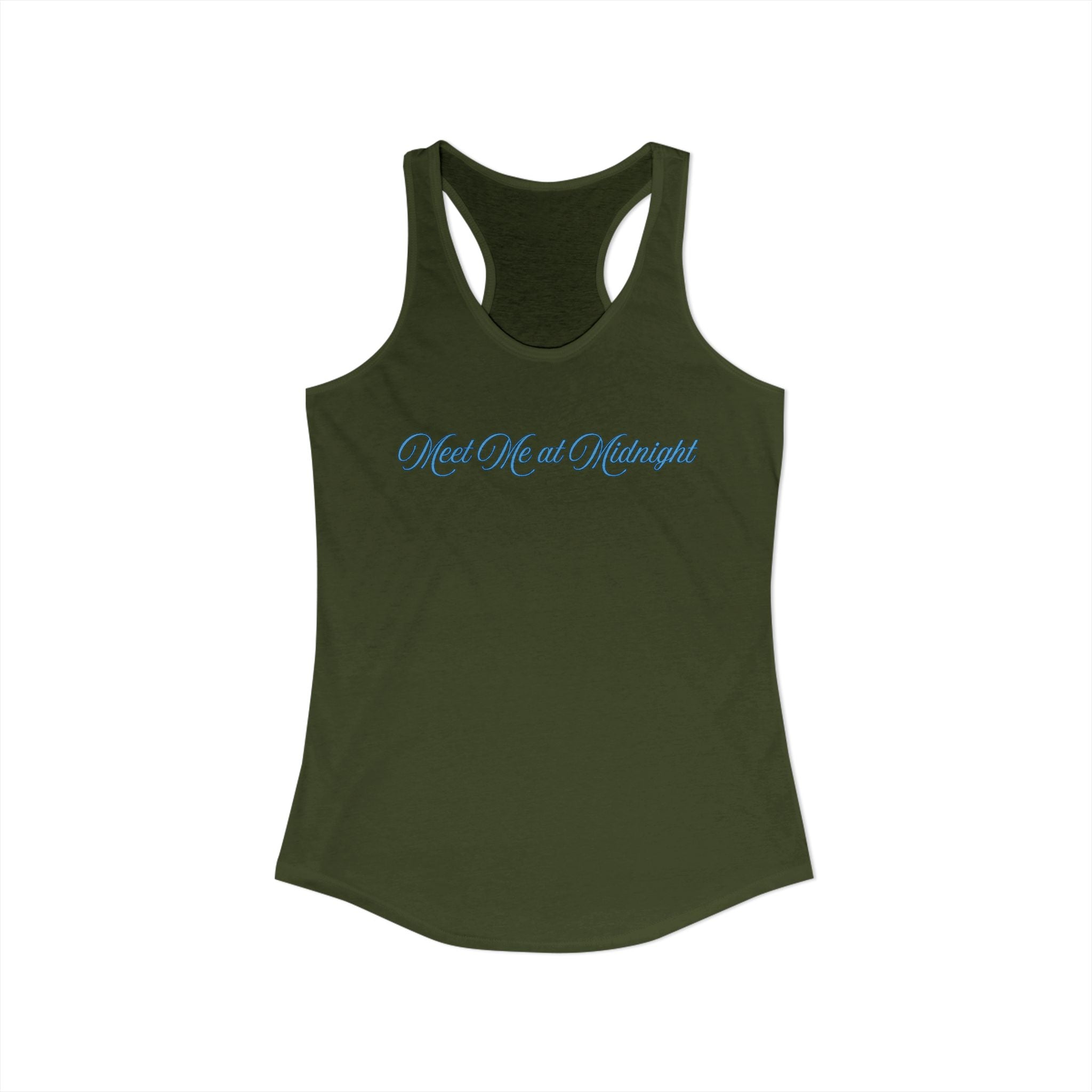 Meet Me at Midnight Blue Script Women's Ideal Racerback Tank