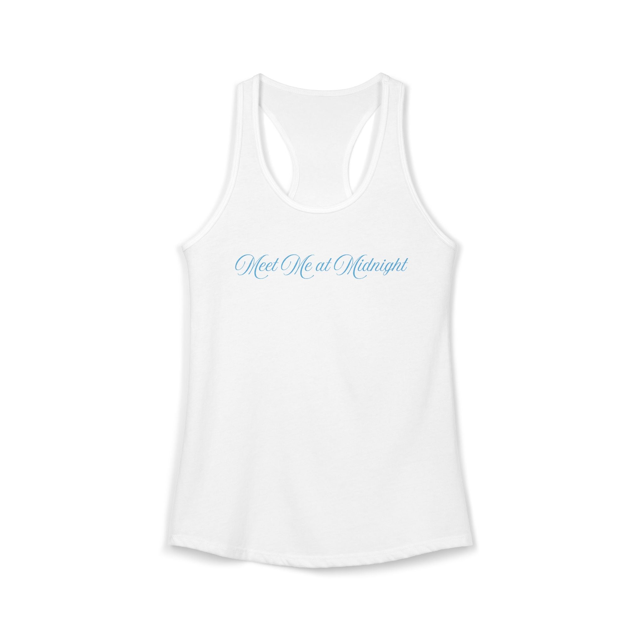 Meet Me at Midnight Blue Script Women's Ideal Racerback Tank