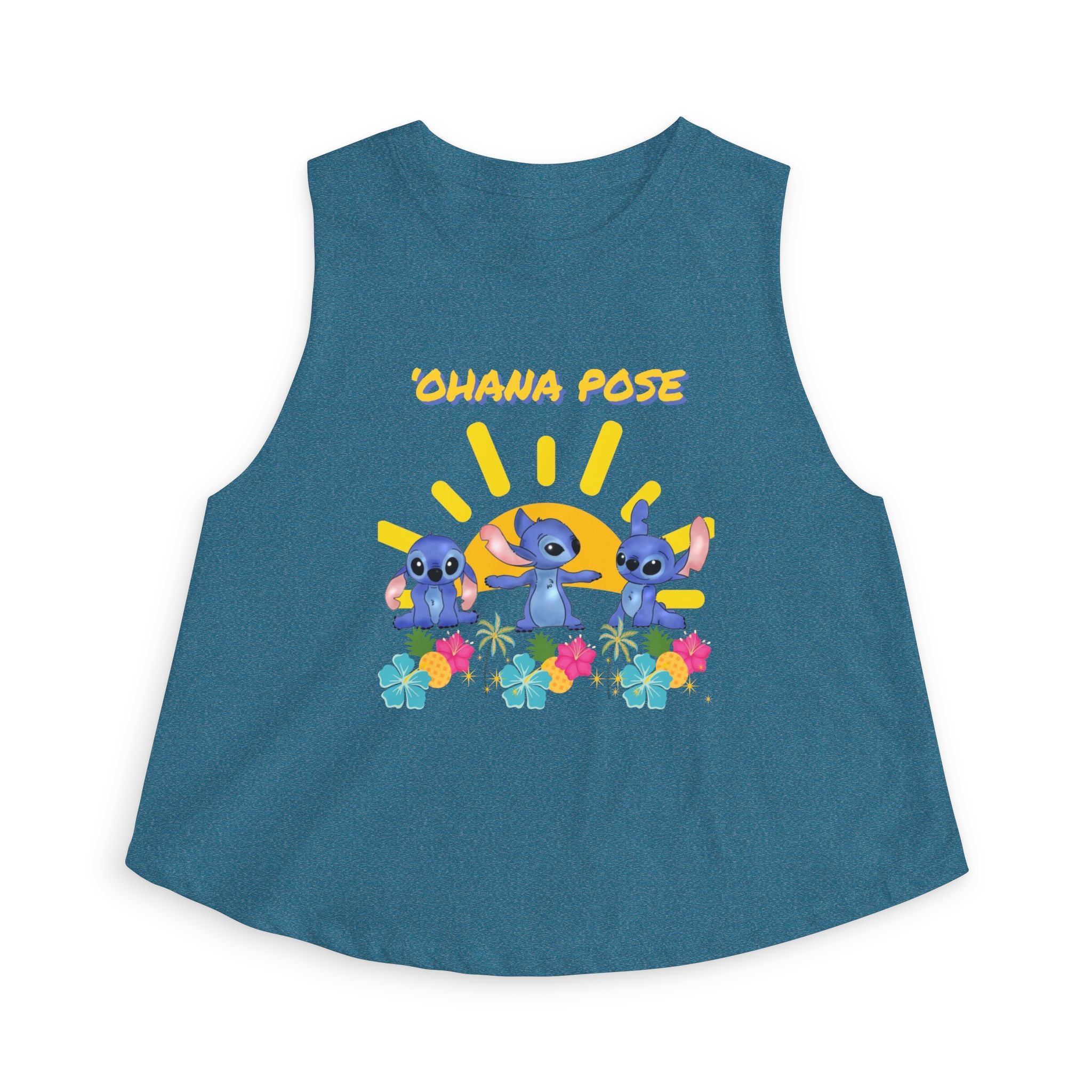 Ohana Pose Crop Top — Cute Stitch Hawaiian Floral Graphic