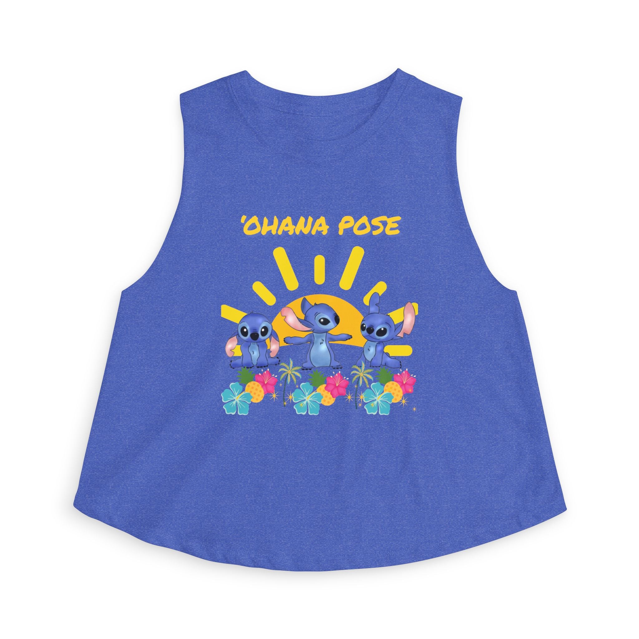 Ohana Pose Crop Top — Cute Stitch Hawaiian Floral Graphic