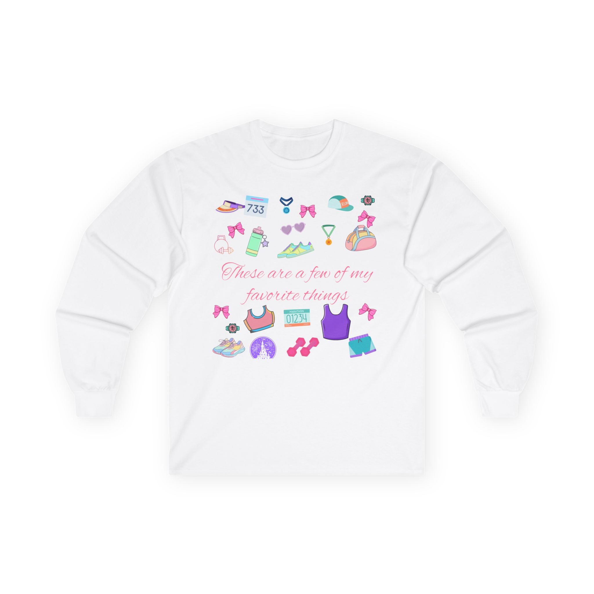 Running Favorite Doodle Icons long sleeve tee