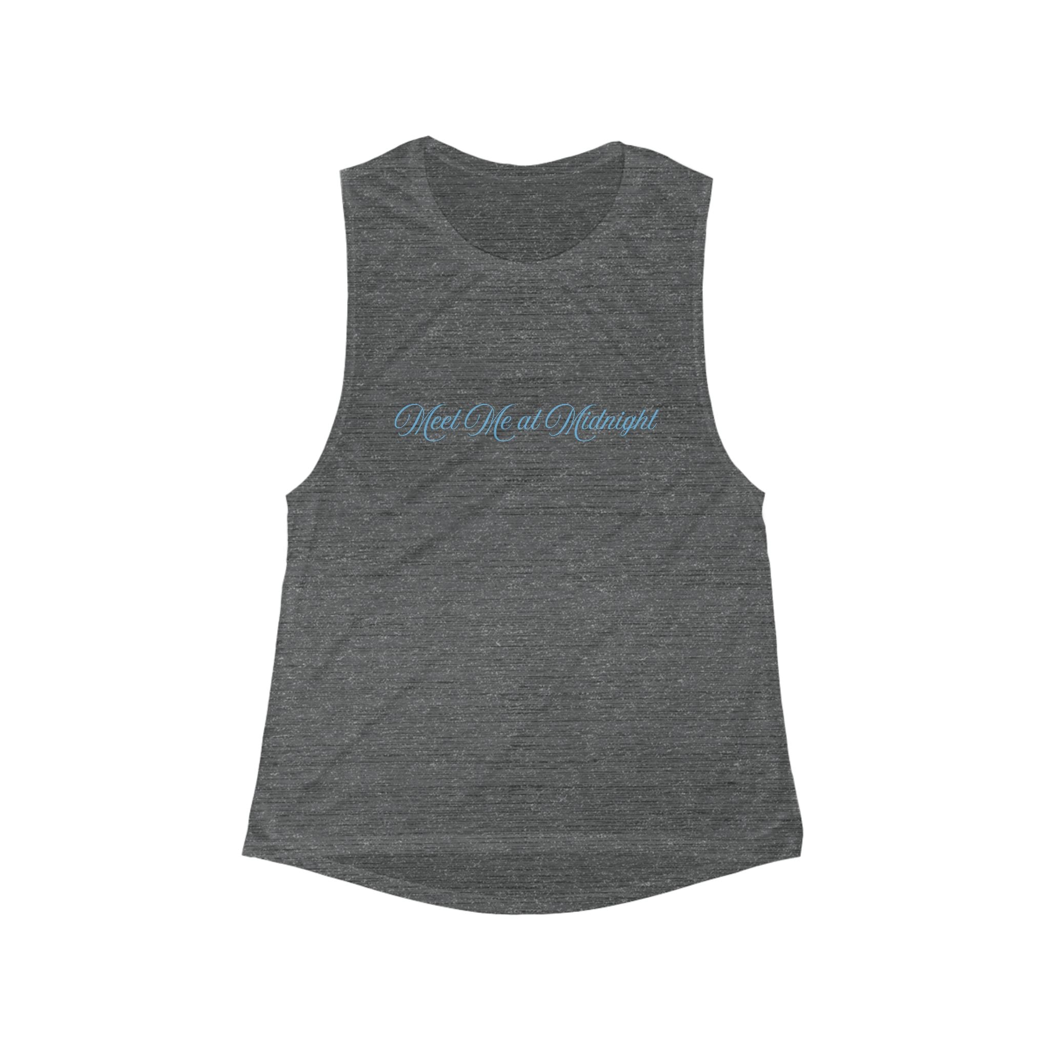 Meet Me at Midnight Blue Script Flowy Scoop Muscle Tank