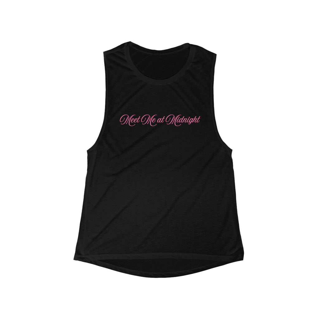 Meet Me at Midnight Pink Script Muscle Tank