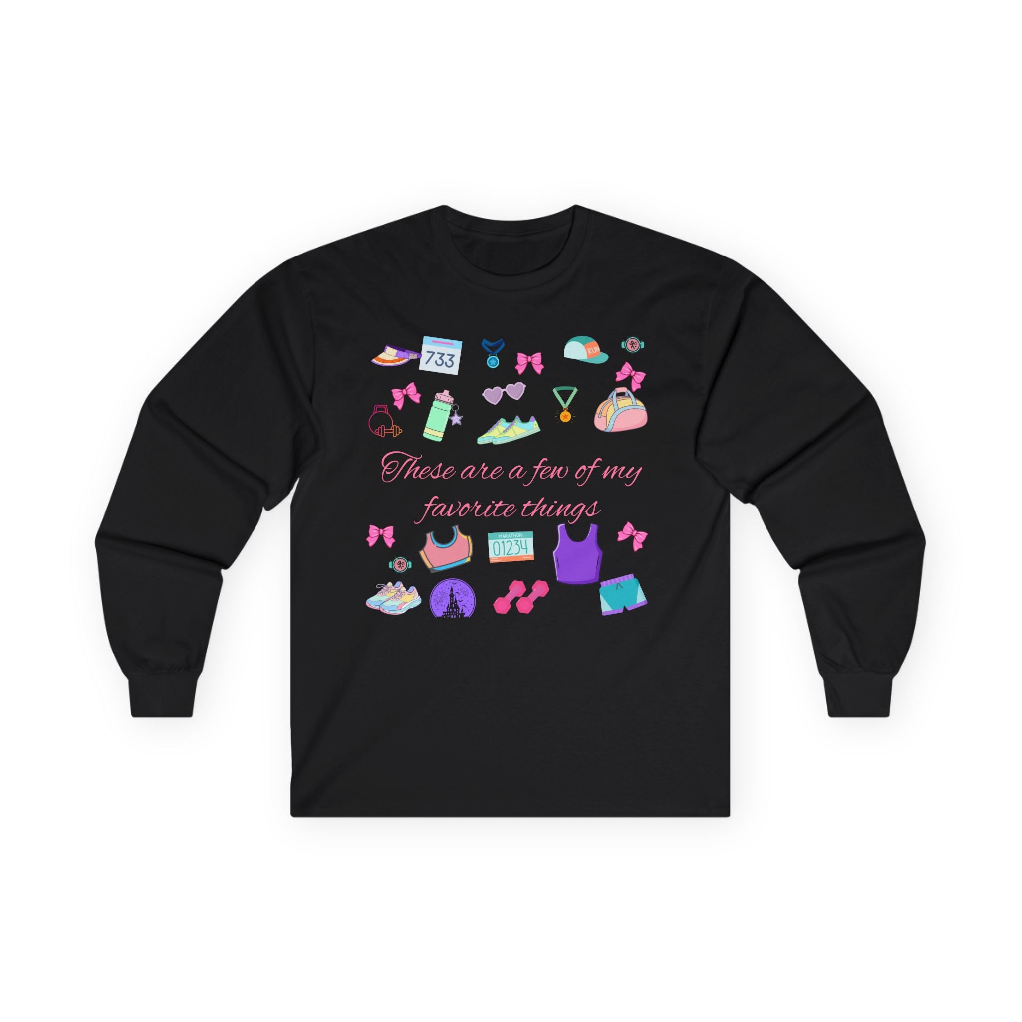 Running Favorite Doodle Icons long sleeve tee