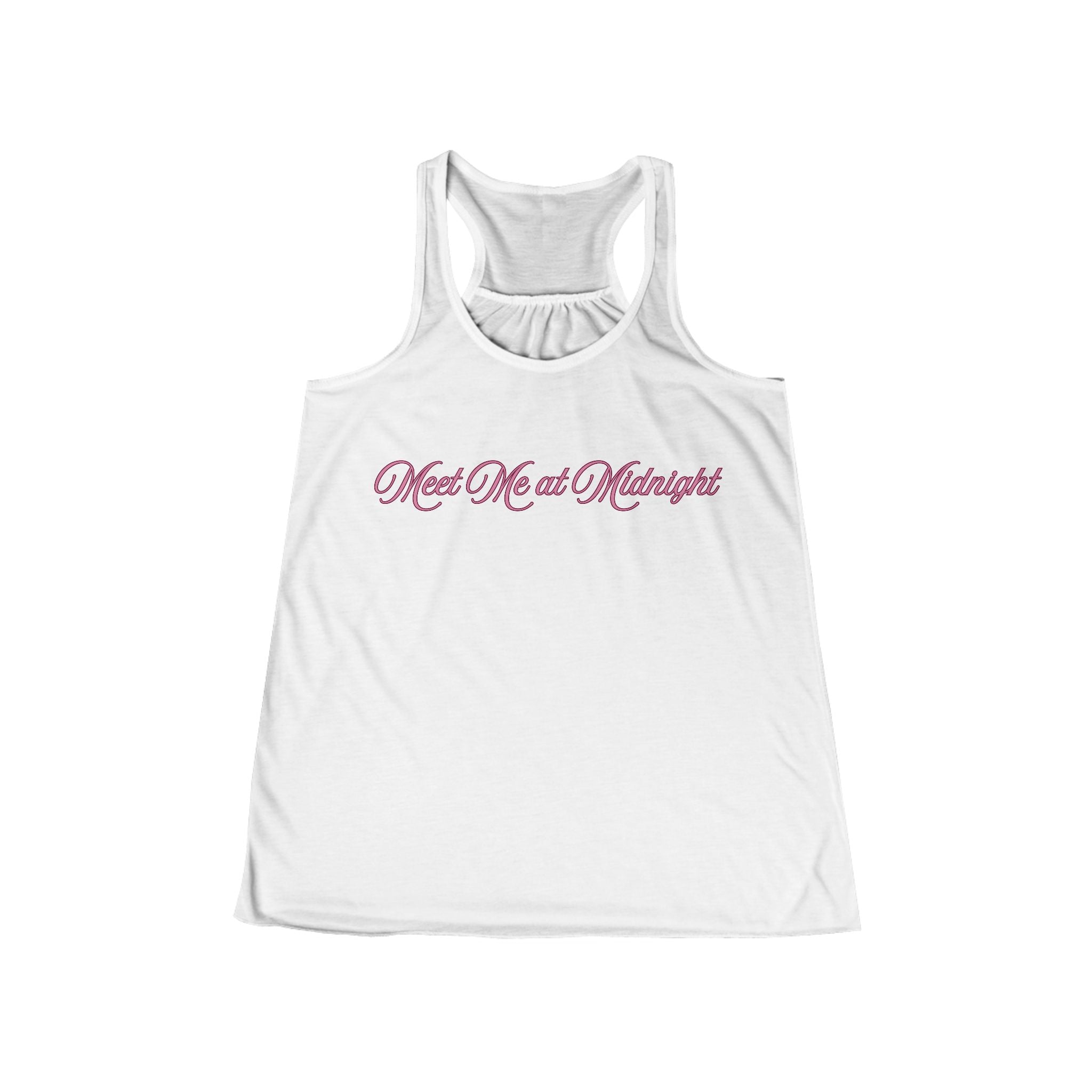 Meet Me at Midnight Pink Script Women's Racerback Tank Top