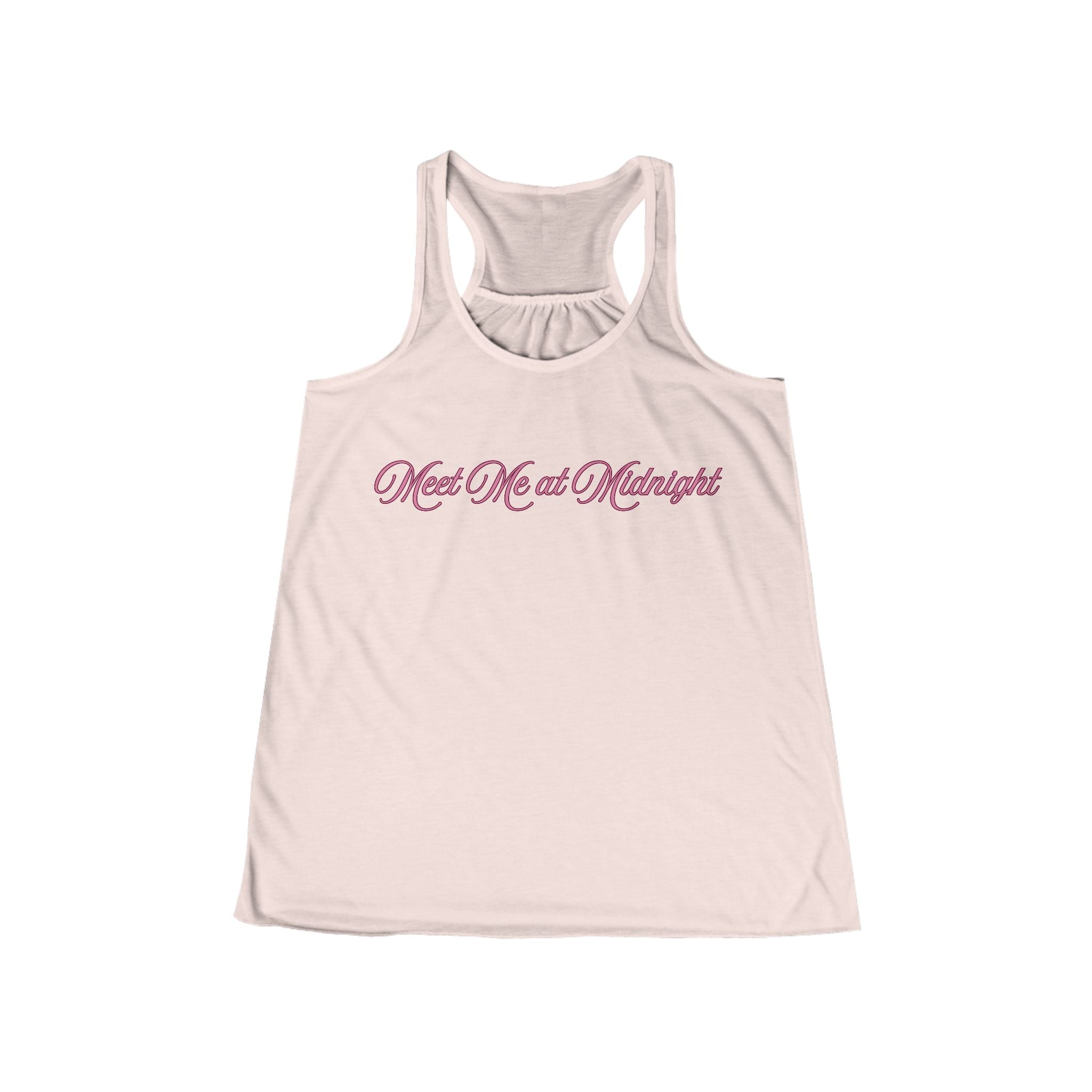Meet Me at Midnight Pink Script Women's Racerback Tank Top