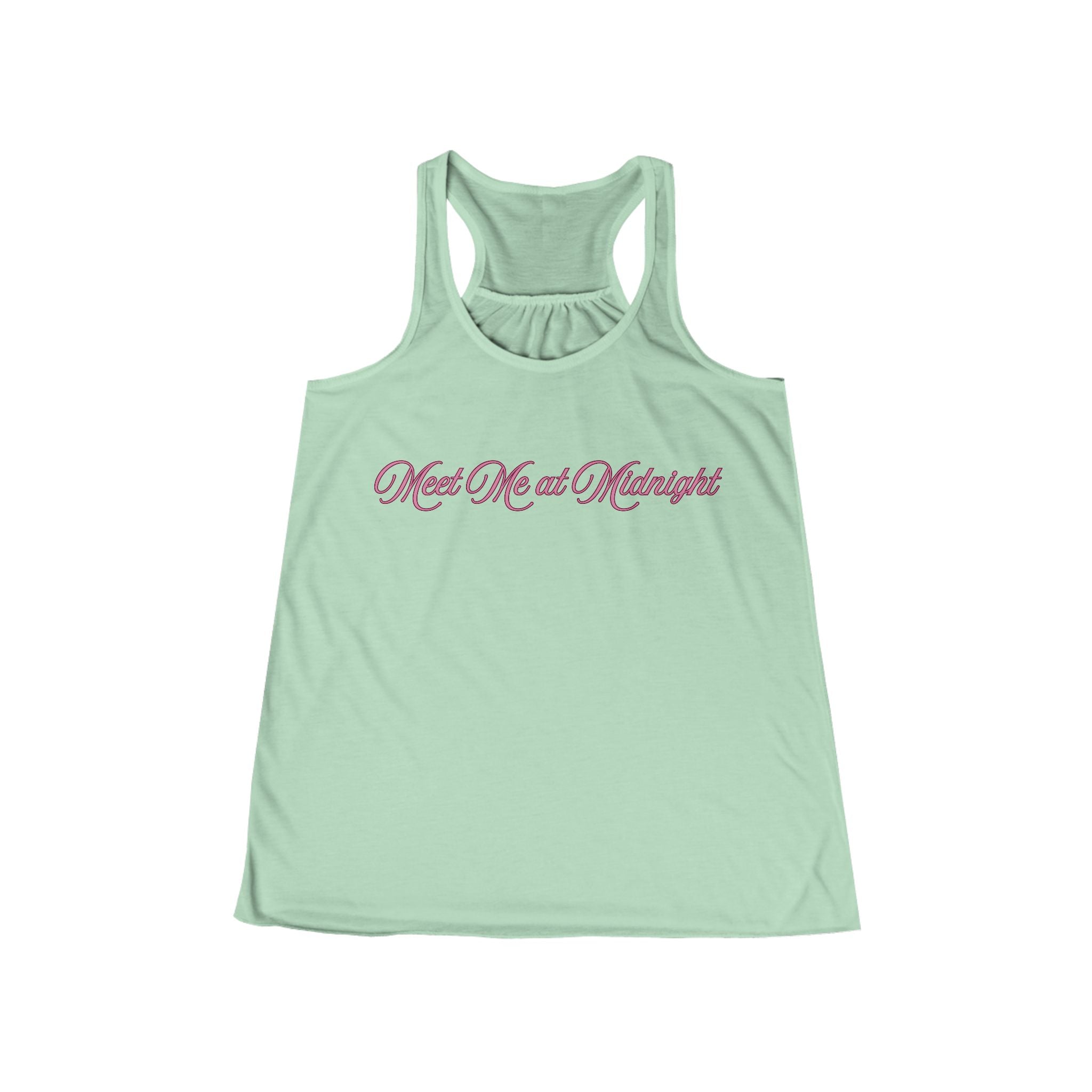 Meet Me at Midnight Pink Script Women's Racerback Tank Top