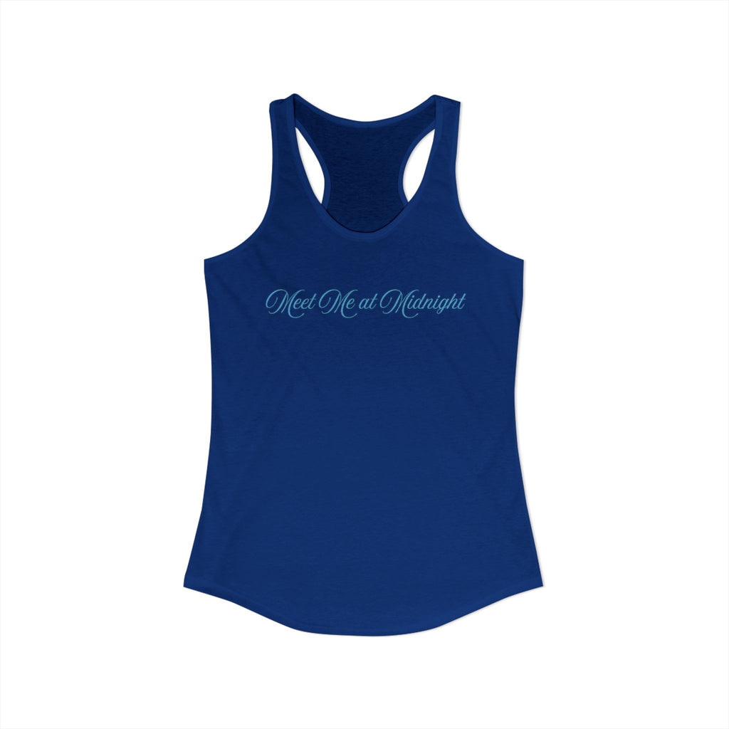 Meet Me at Midnight Blue Script Women's Ideal Racerback Tank