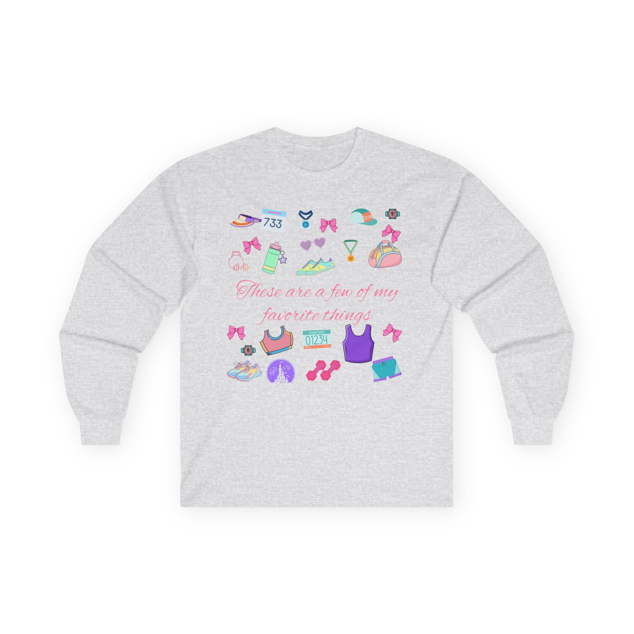 Running Favorite Doodle Icons long sleeve tee