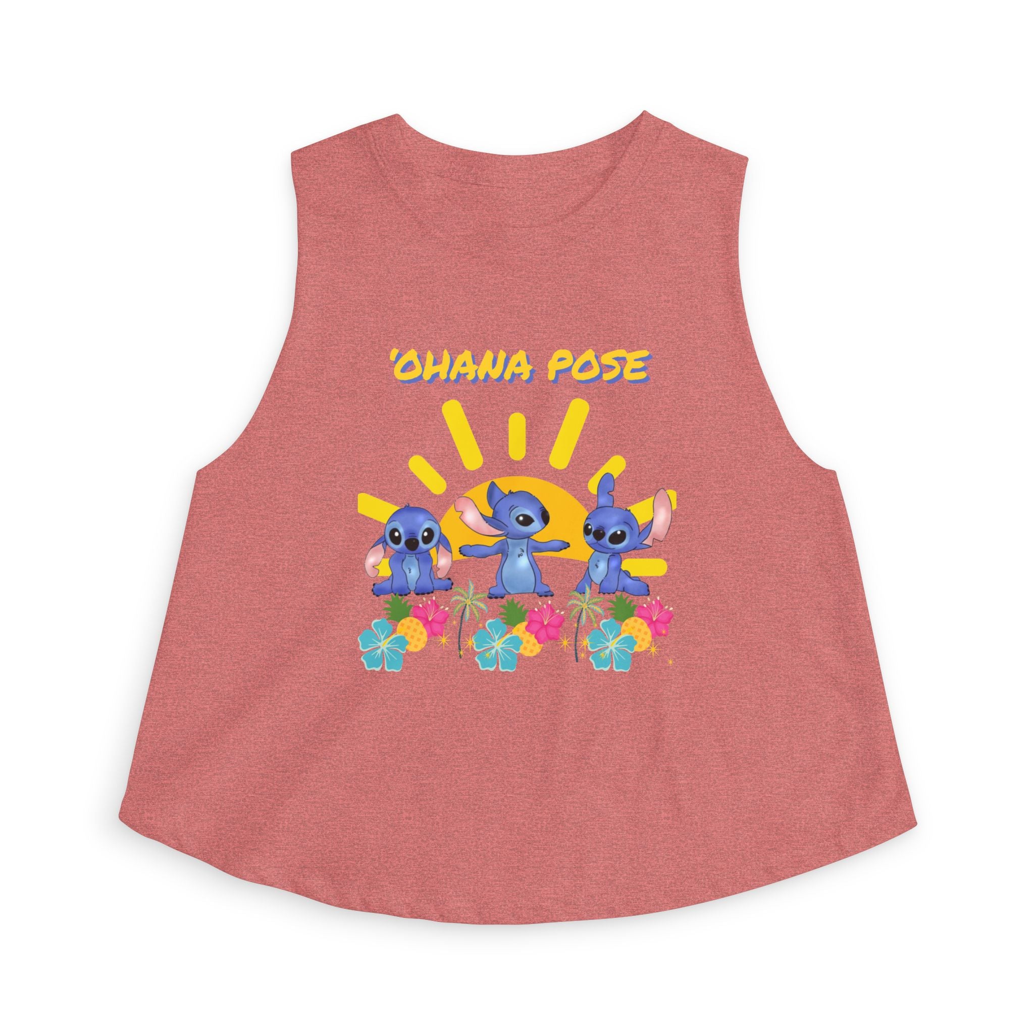 Ohana Pose Crop Top — Cute Stitch Hawaiian Floral Graphic