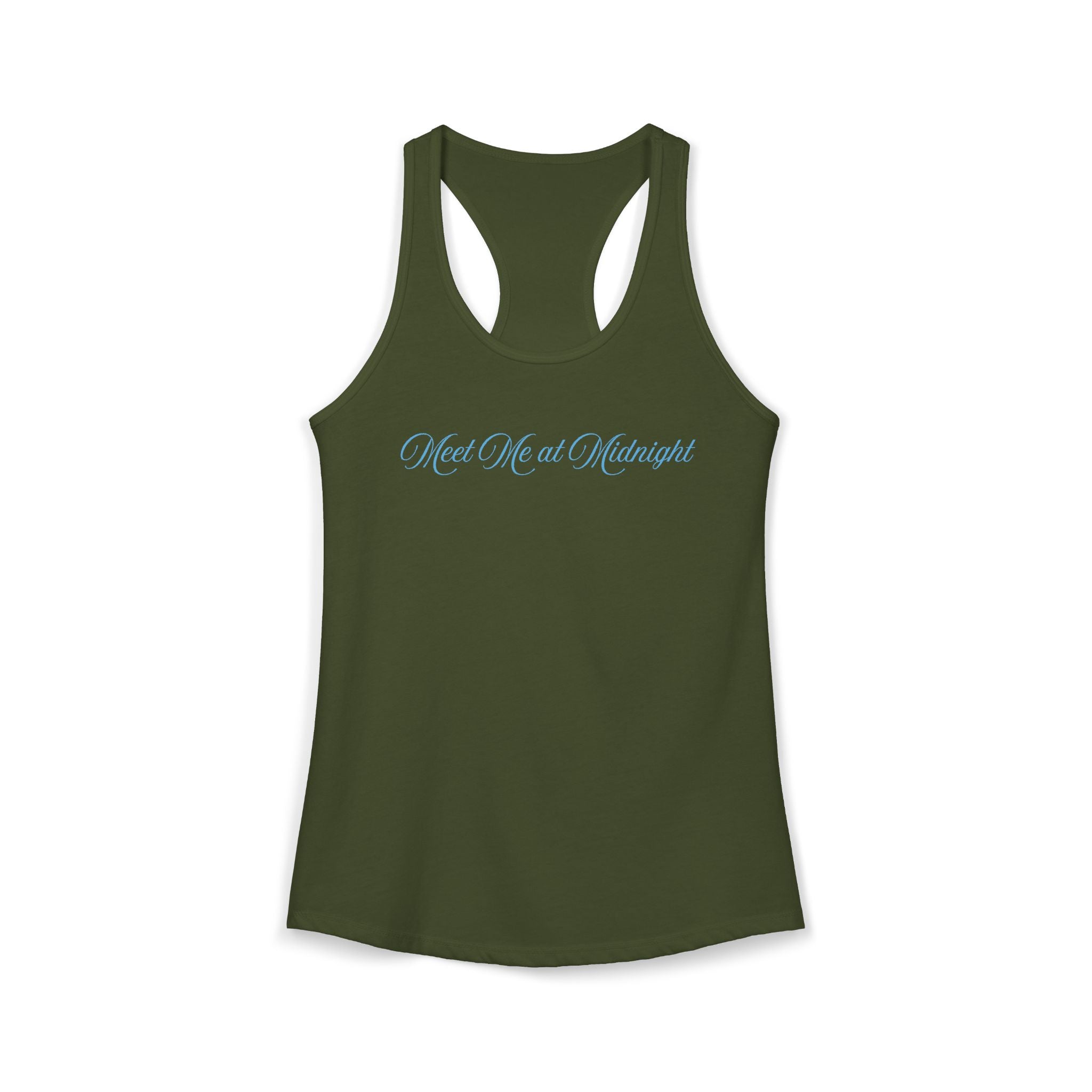 Meet Me at Midnight Blue Script Women's Ideal Racerback Tank