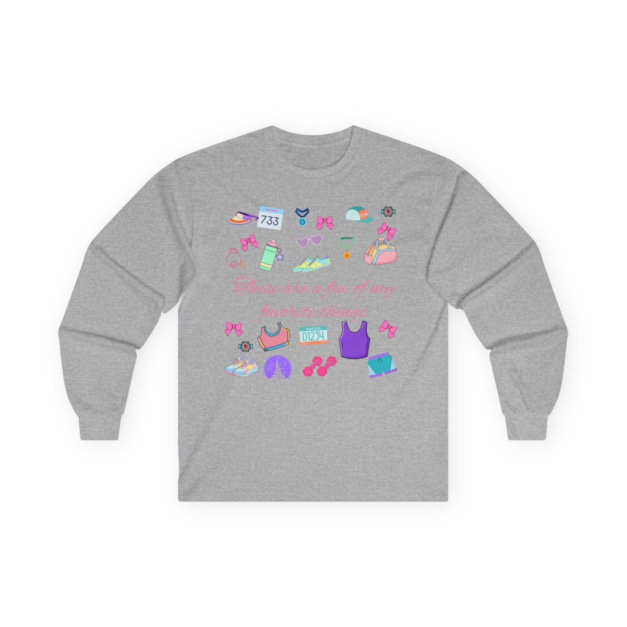 Running Favorite Doodle Icons long sleeve tee