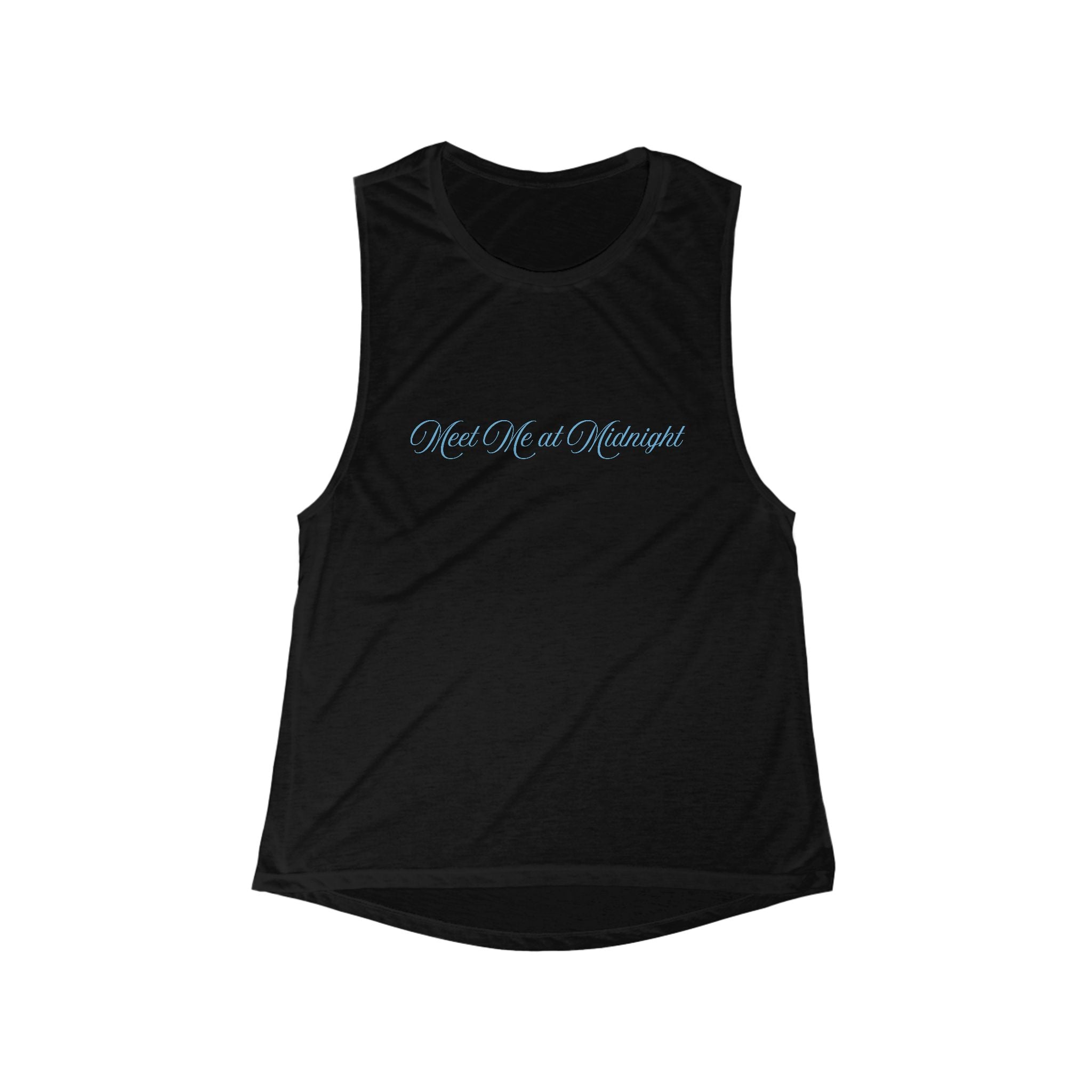 Meet Me at Midnight Blue Script Flowy Scoop Muscle Tank
