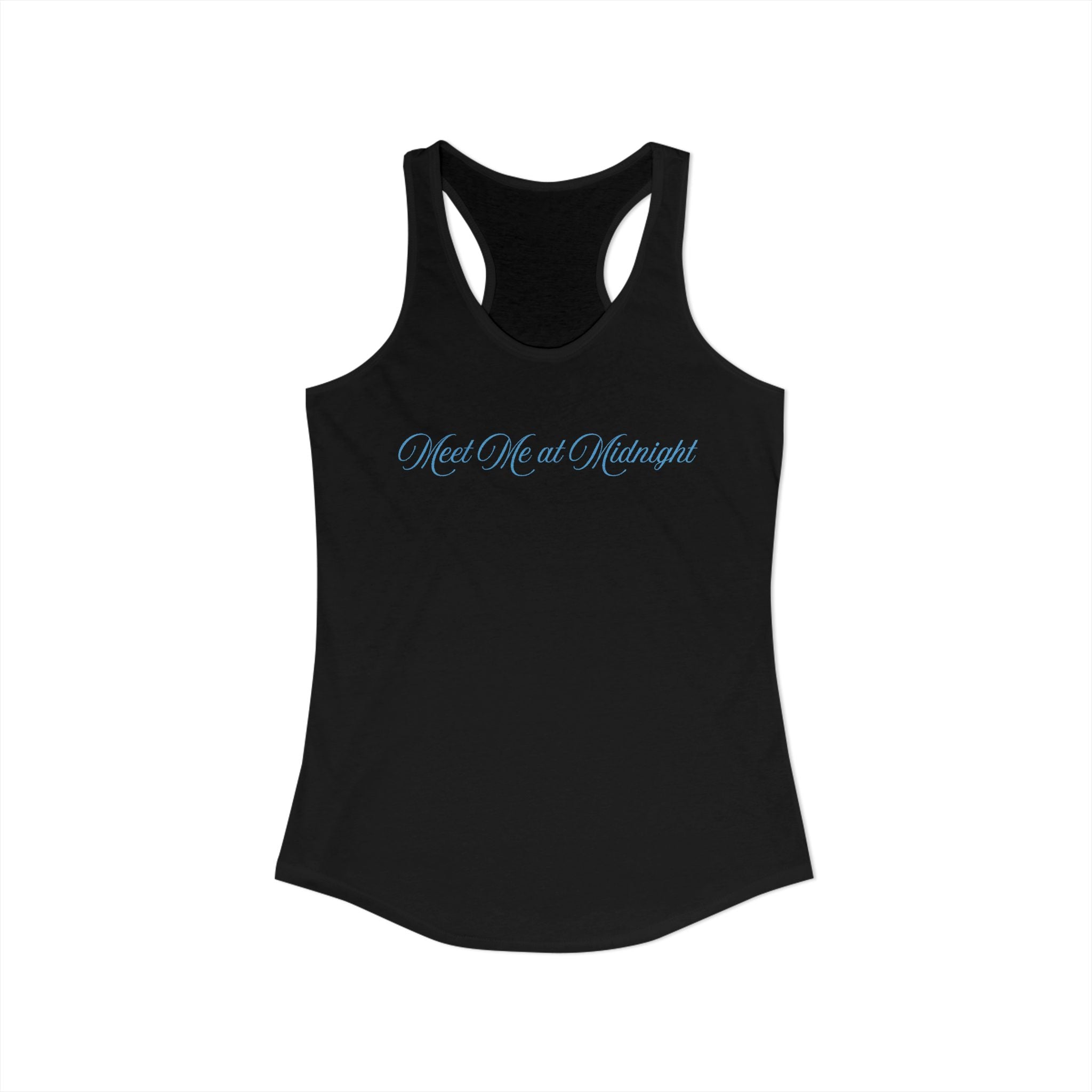 Meet Me at Midnight Blue Script Women's Ideal Racerback Tank