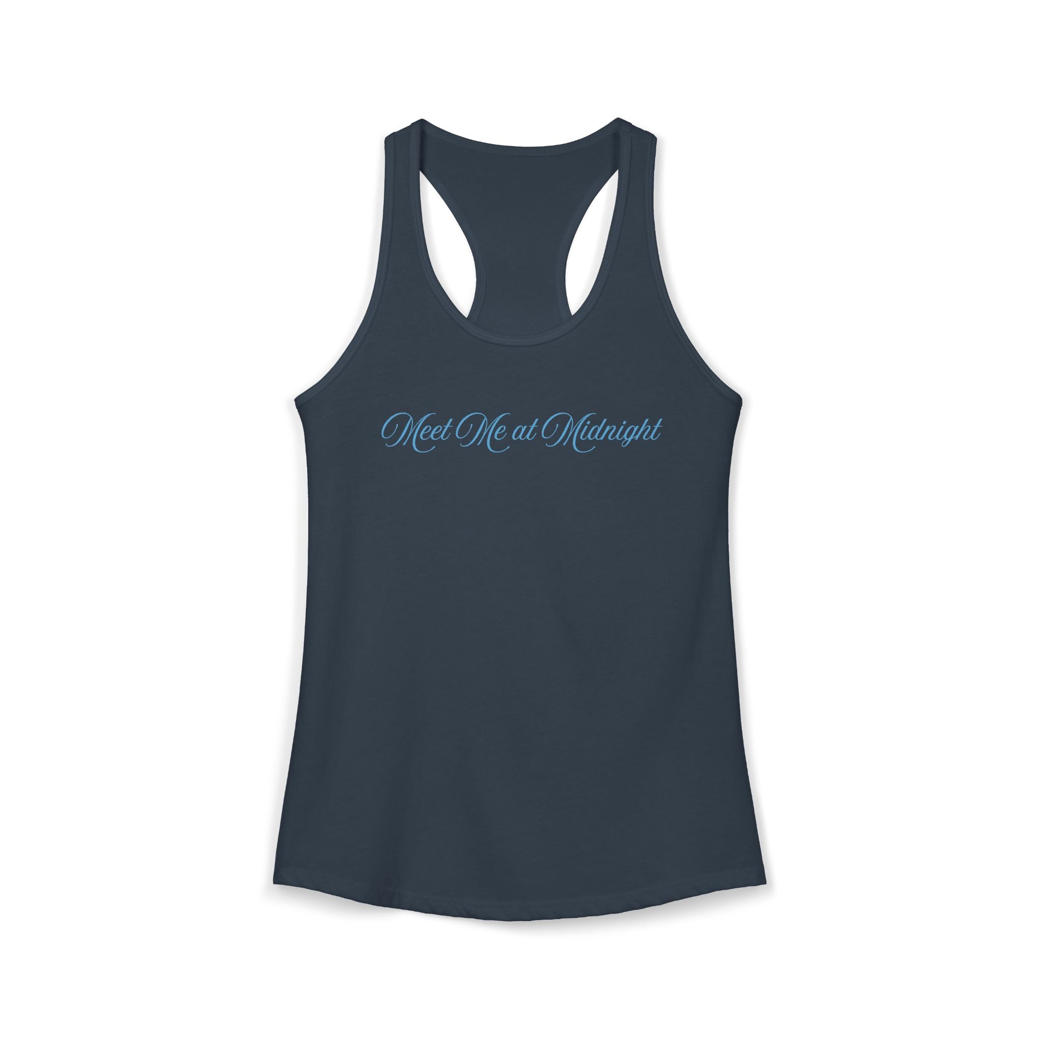 Meet Me at Midnight Blue Script Women's Ideal Racerback Tank