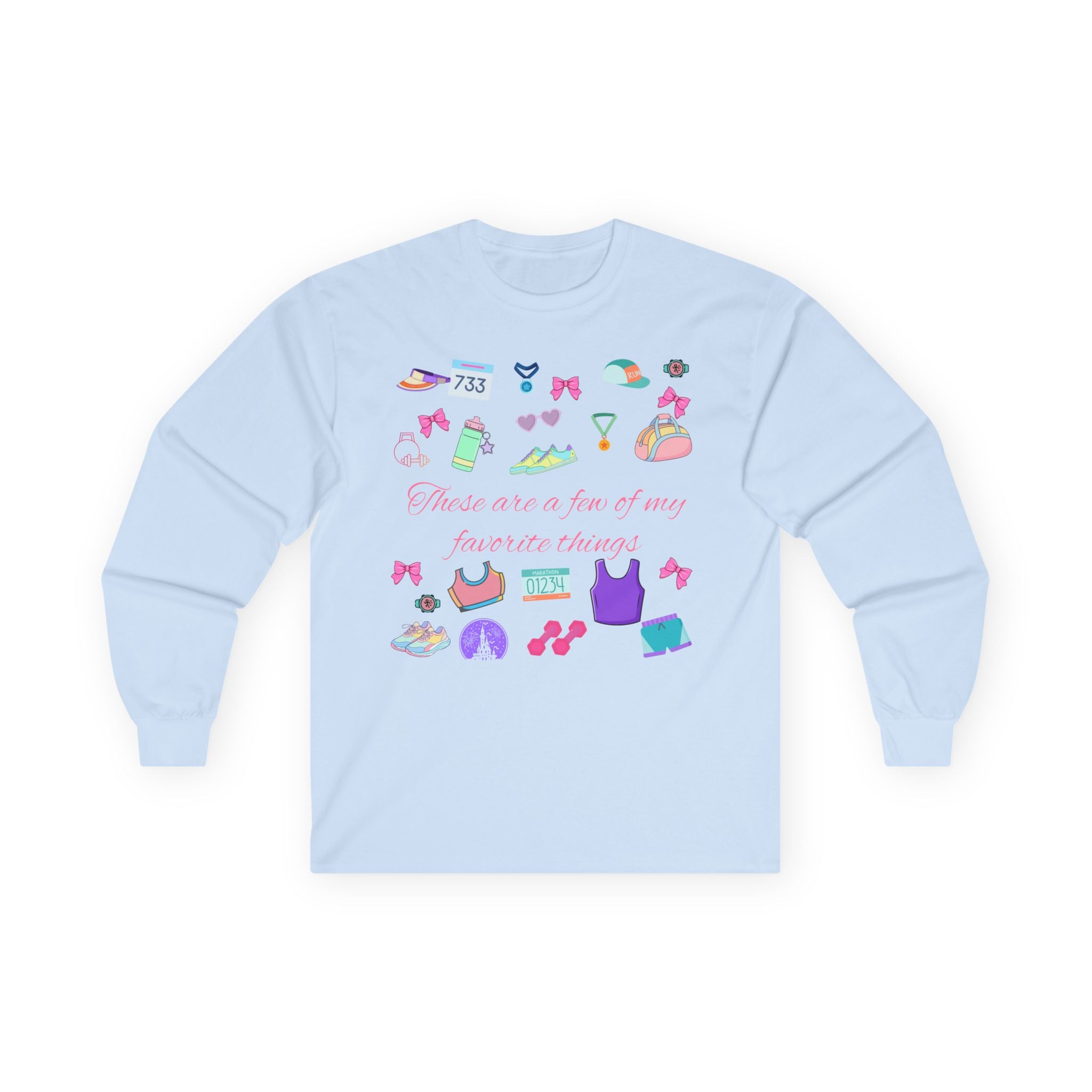 Running Favorite Doodle Icons long sleeve tee