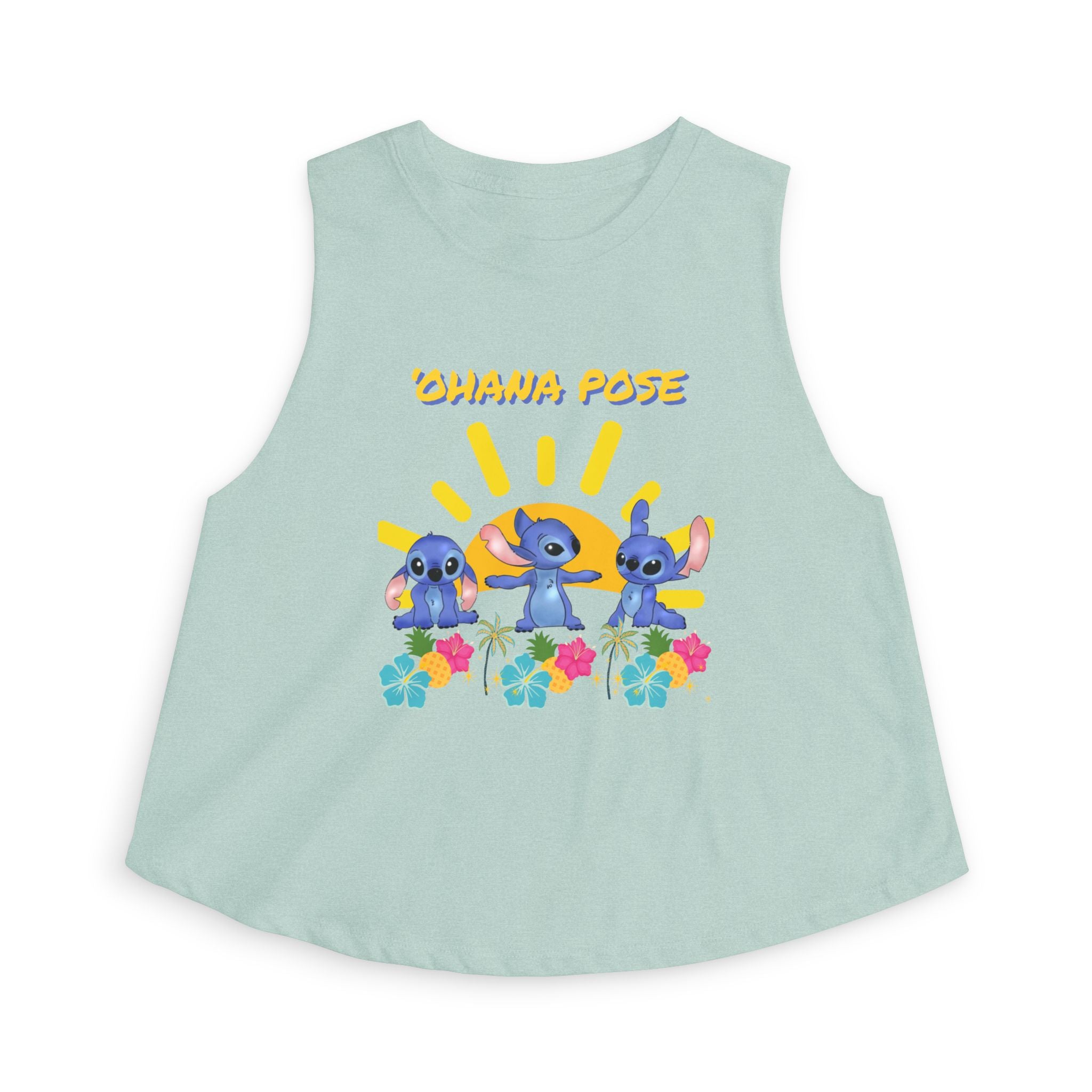 Ohana Pose Crop Top — Cute Stitch Hawaiian Floral Graphic