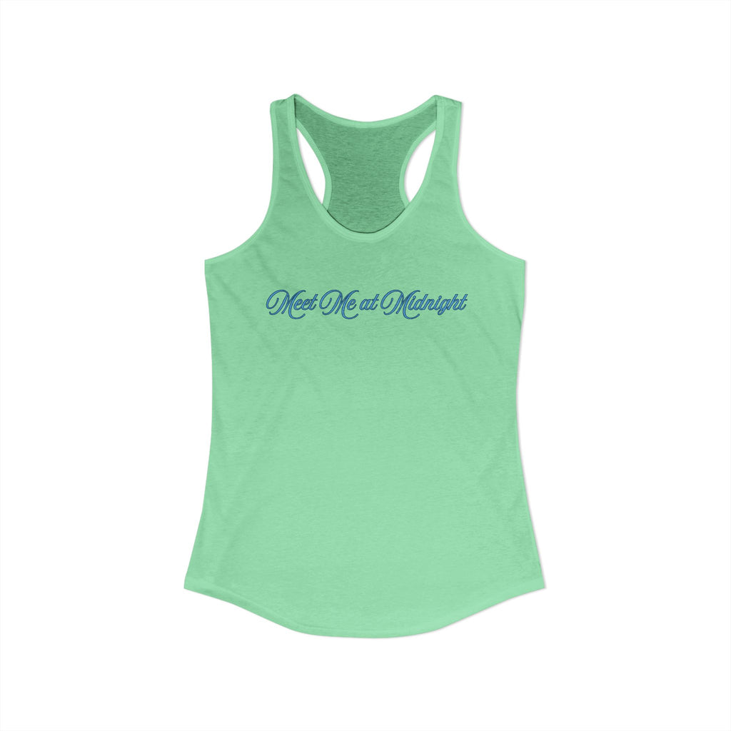 Meet Me at Midnight Blue Script Women's Ideal Racerback Tank