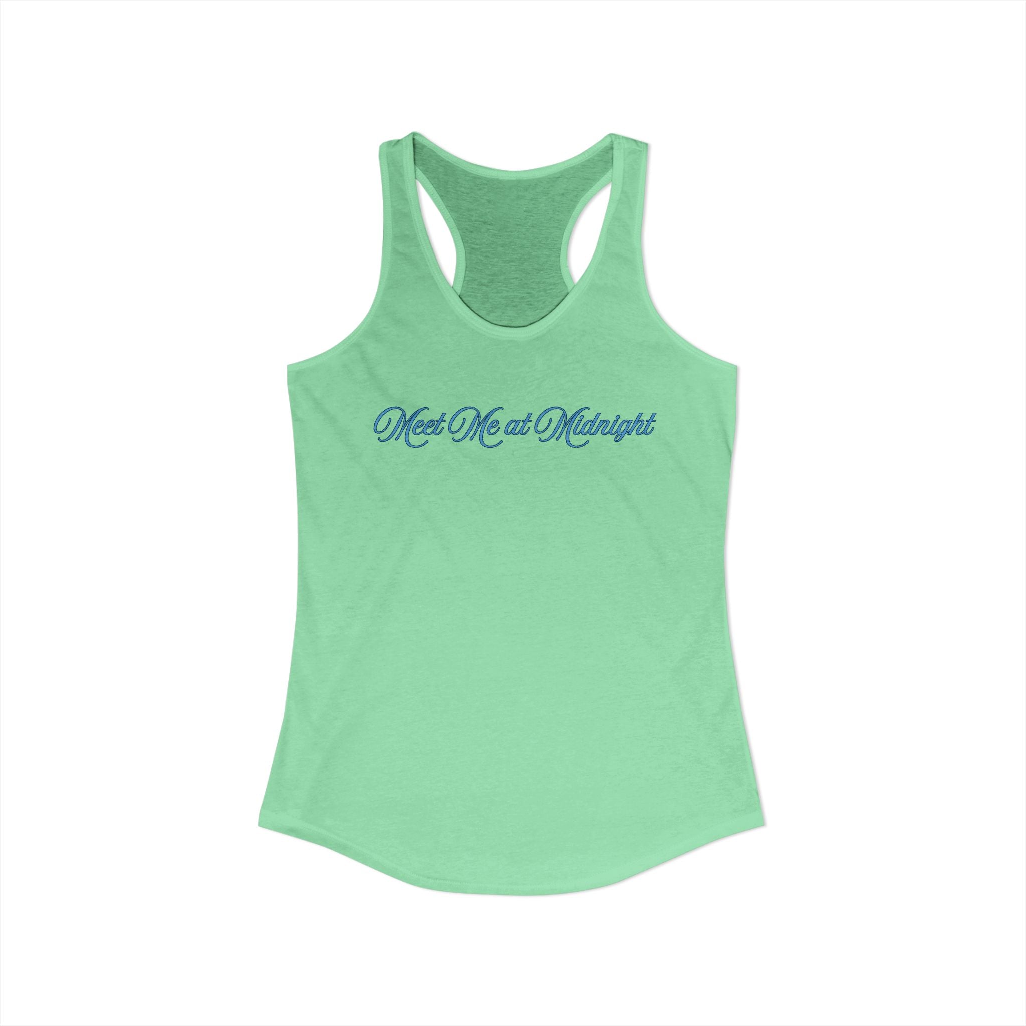 Meet Me at Midnight Blue Script Women's Ideal Racerback Tank