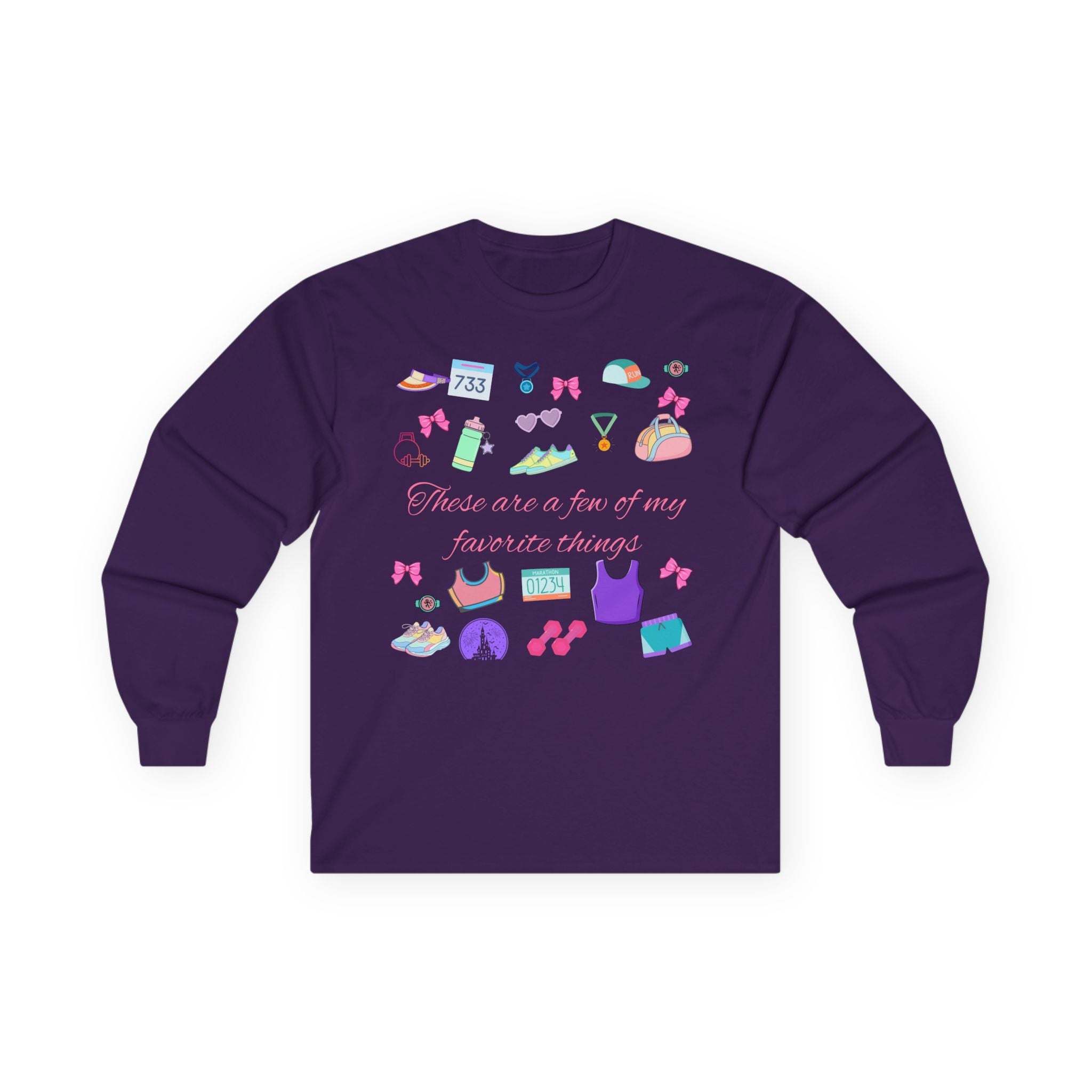Running Favorite Doodle Icons long sleeve tee