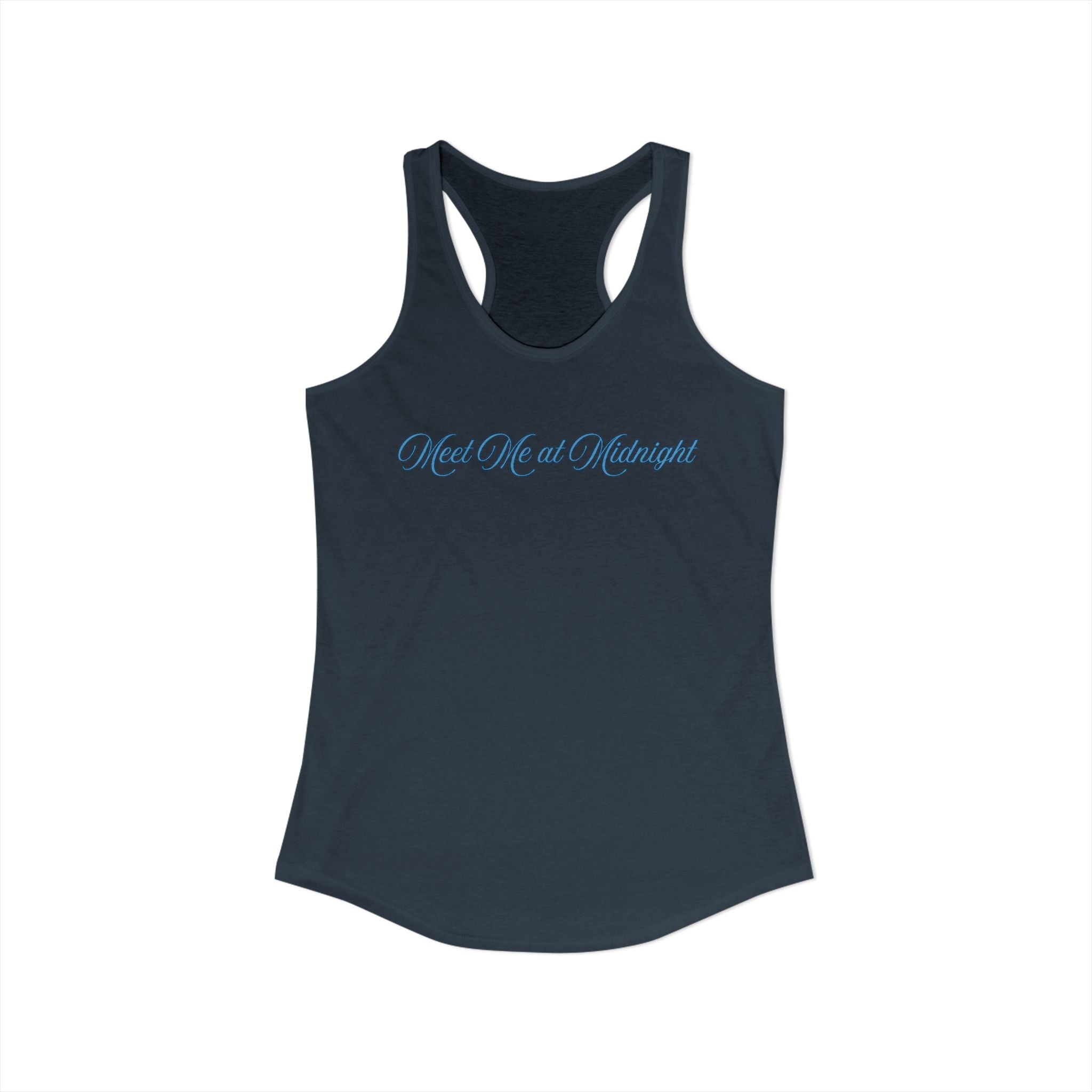 Meet Me at Midnight Blue Script Women's Ideal Racerback Tank