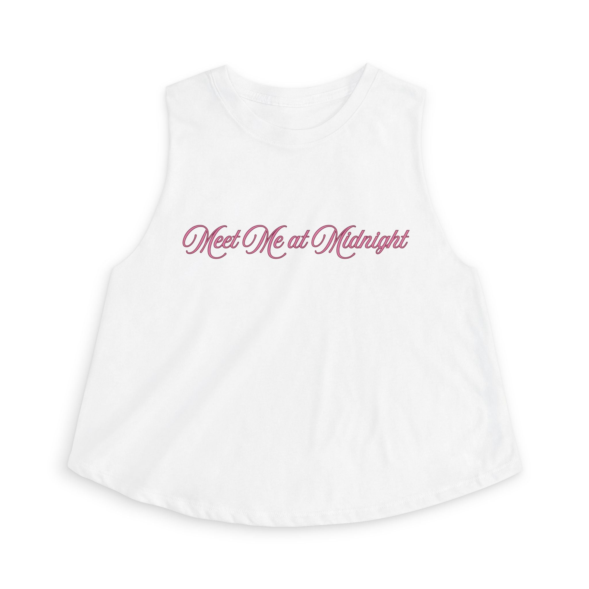 Meet Me at Midnight Pink Script Crop Top