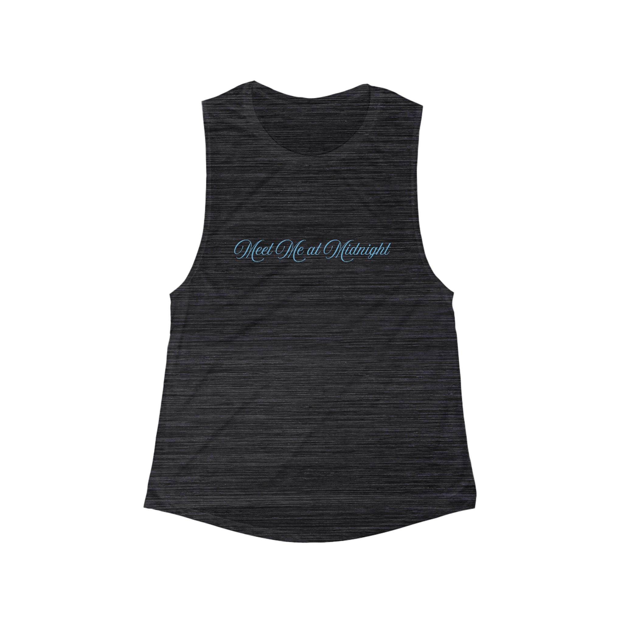 Meet Me at Midnight Blue Script Flowy Scoop Muscle Tank