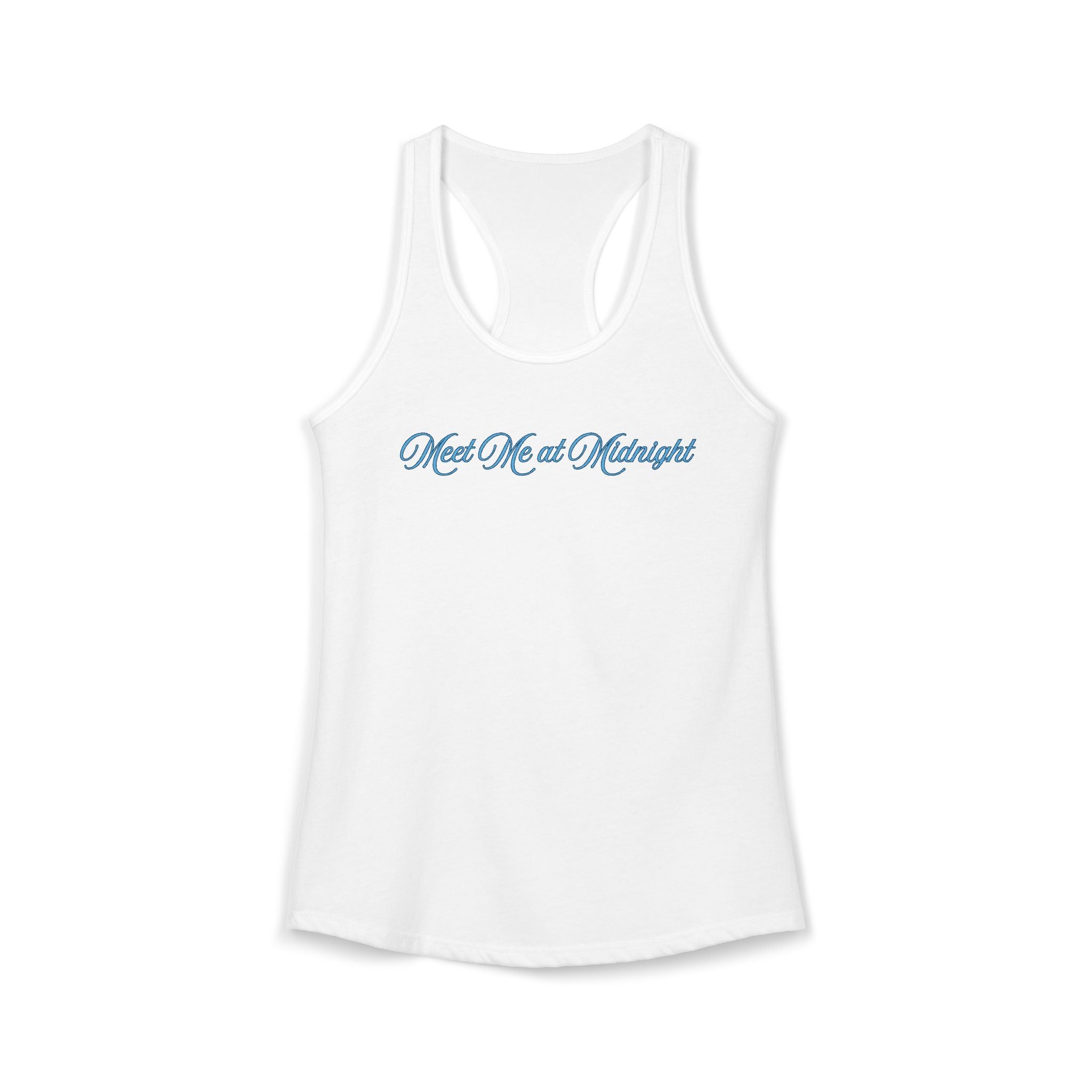 Meet Me at Midnight Blue Script Women's Ideal Racerback Tank