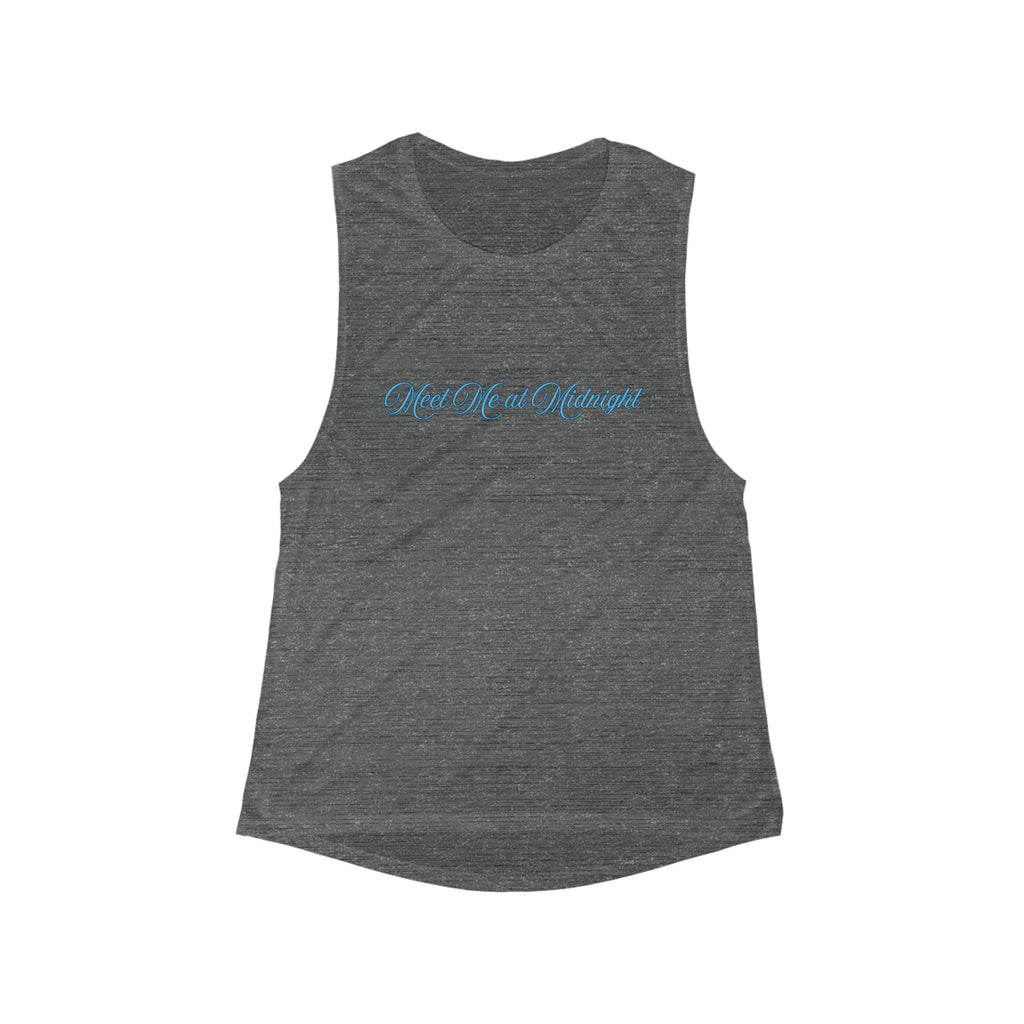 Meet Me at Midnight Blue Script Flowy Scoop Muscle Tank