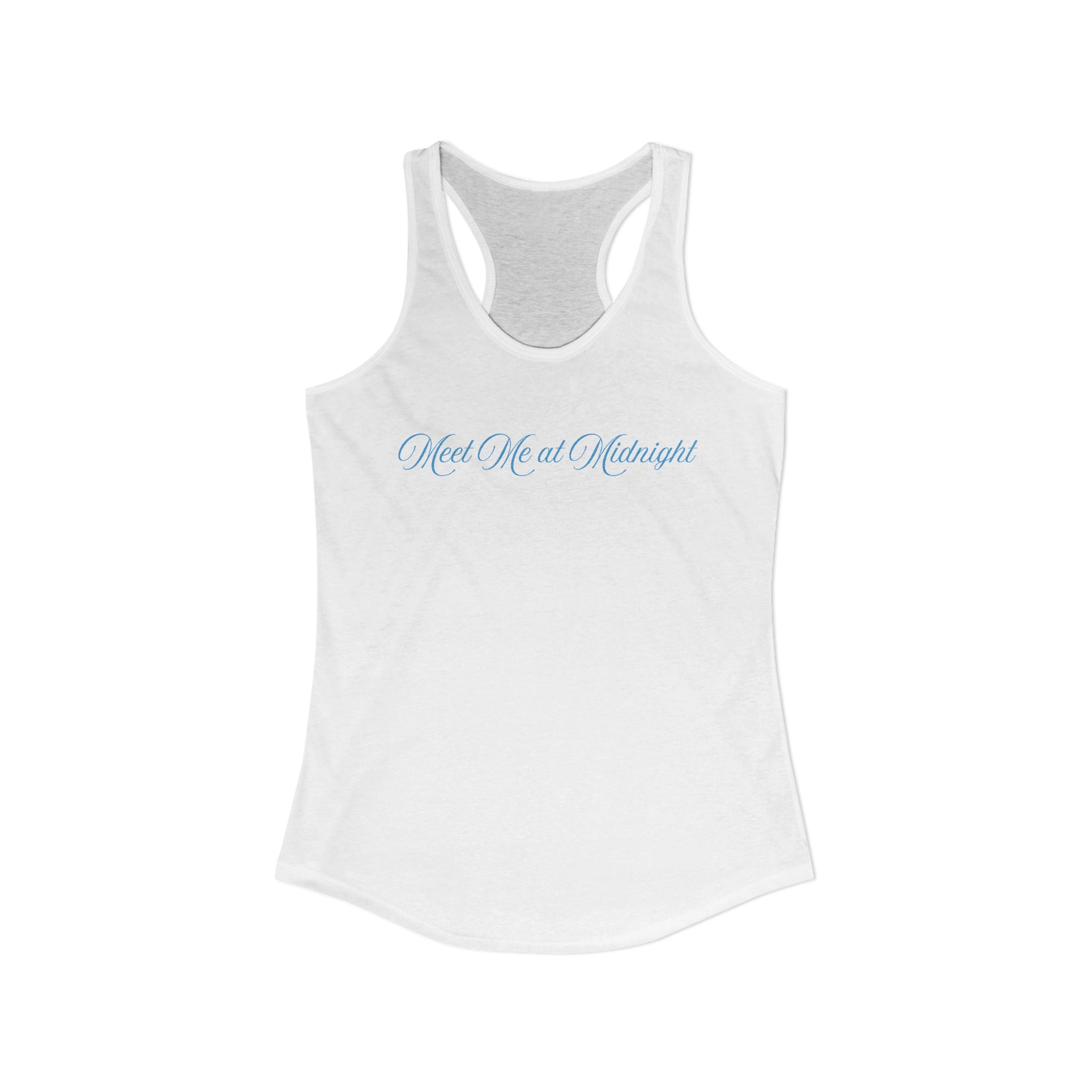 Meet Me at Midnight Blue Script Women's Ideal Racerback Tank