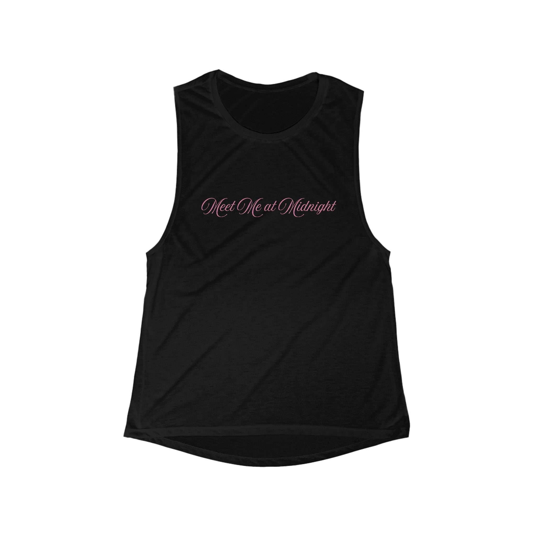Meet Me at Midnight Pink Script Muscle Tank